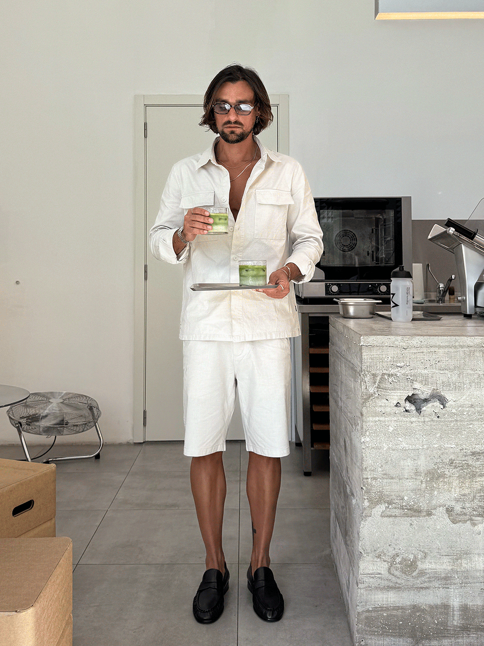Sobrecamisa de algod�o com bolsos
