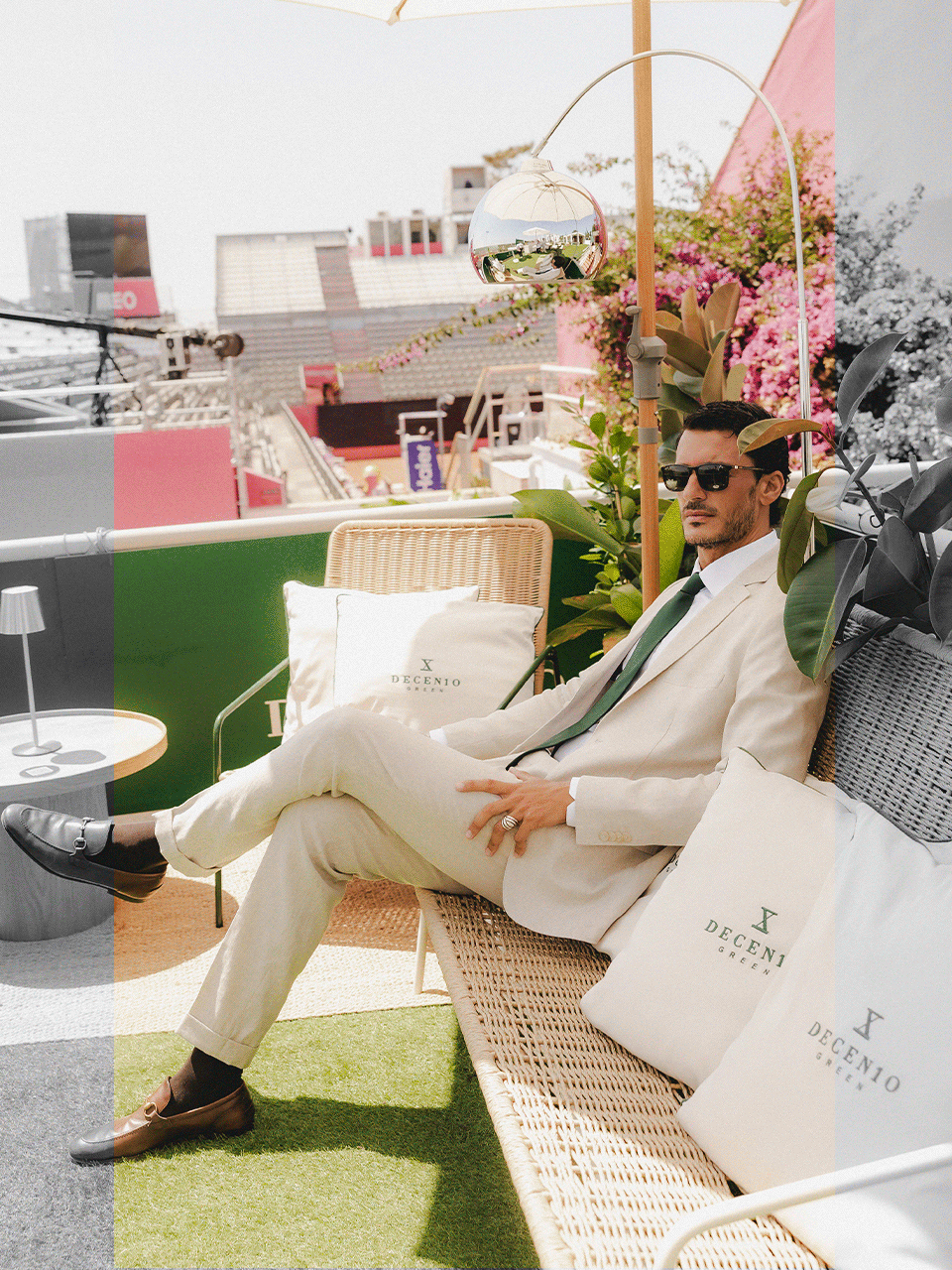 Blazer de corte entallado en lino y algod�n.