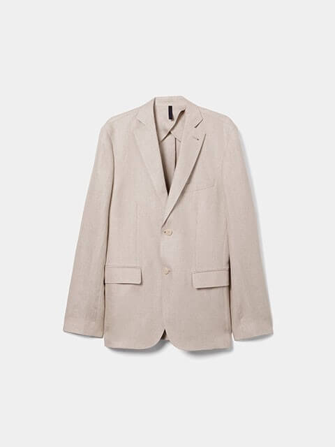 Blazer de corte entallado en lino y algod�n.