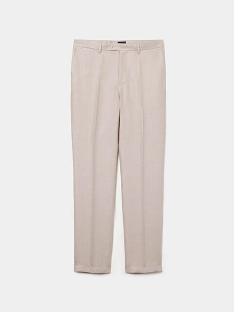 Pantalones ajustados de lino y algod�n.