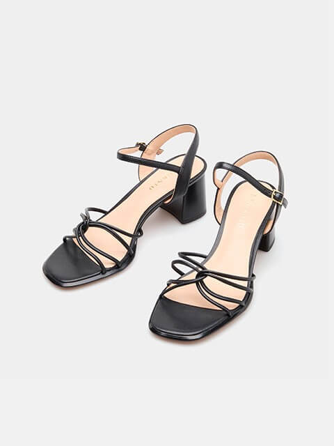 Sandalias de cuero de tac�n medio