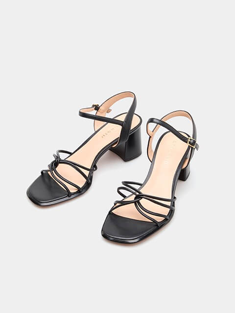 Sandalias de cuero de tac�n medio