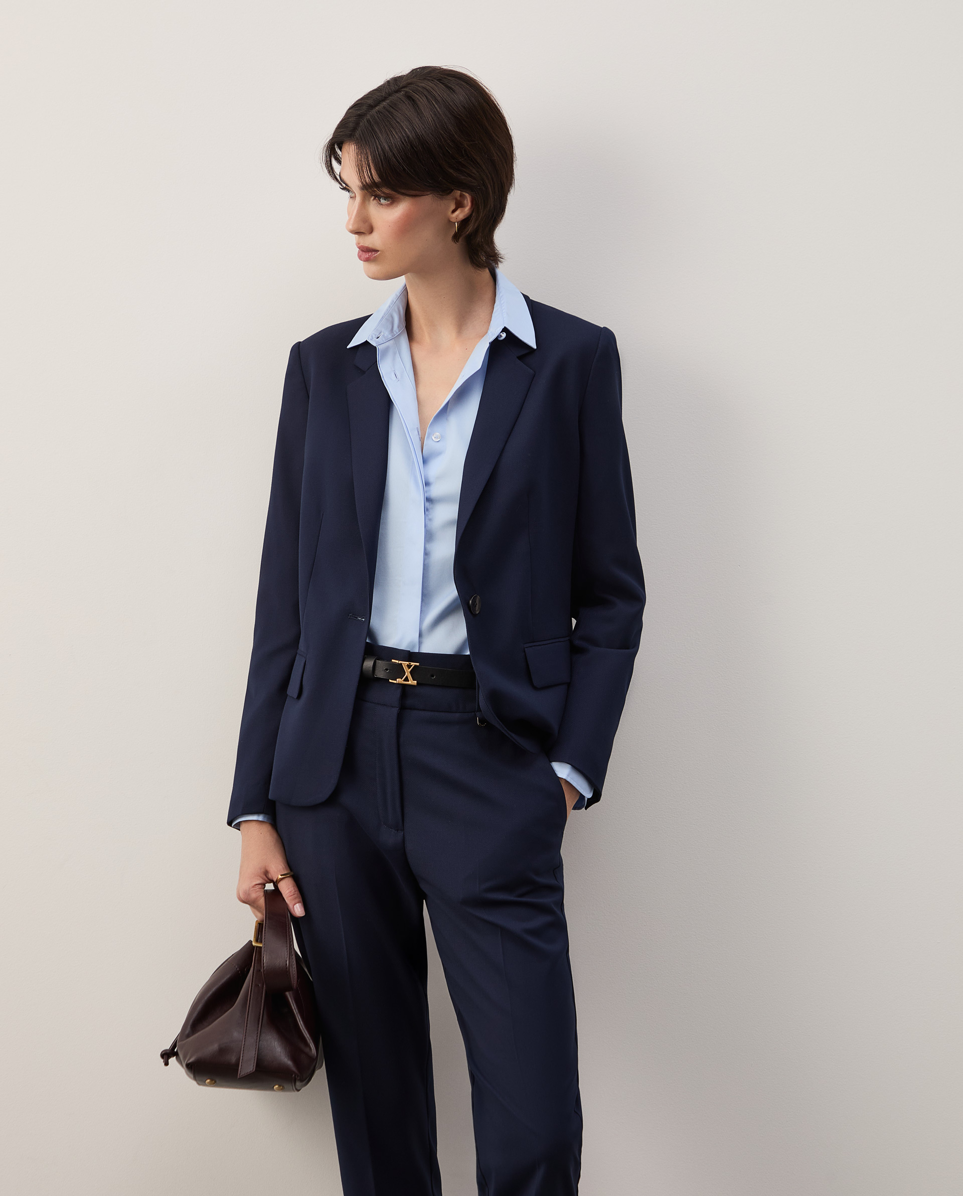 Navy blue regular fit blazer