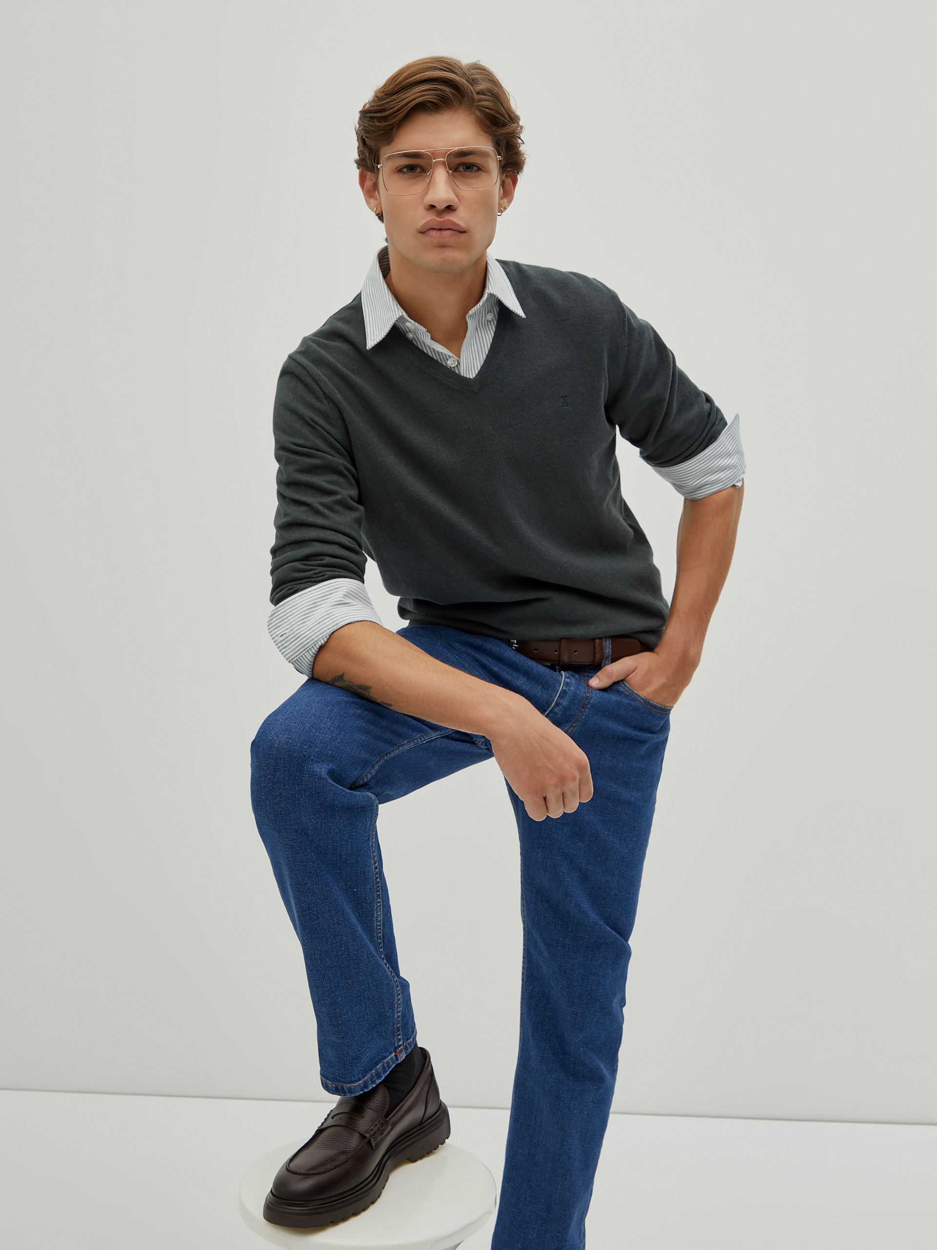 Pullover de algodão e caxemira