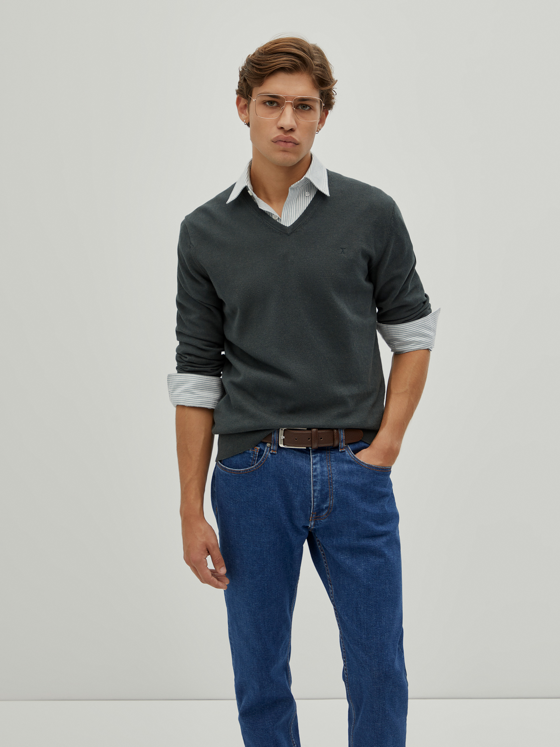 Pullover de algodão e caxemira