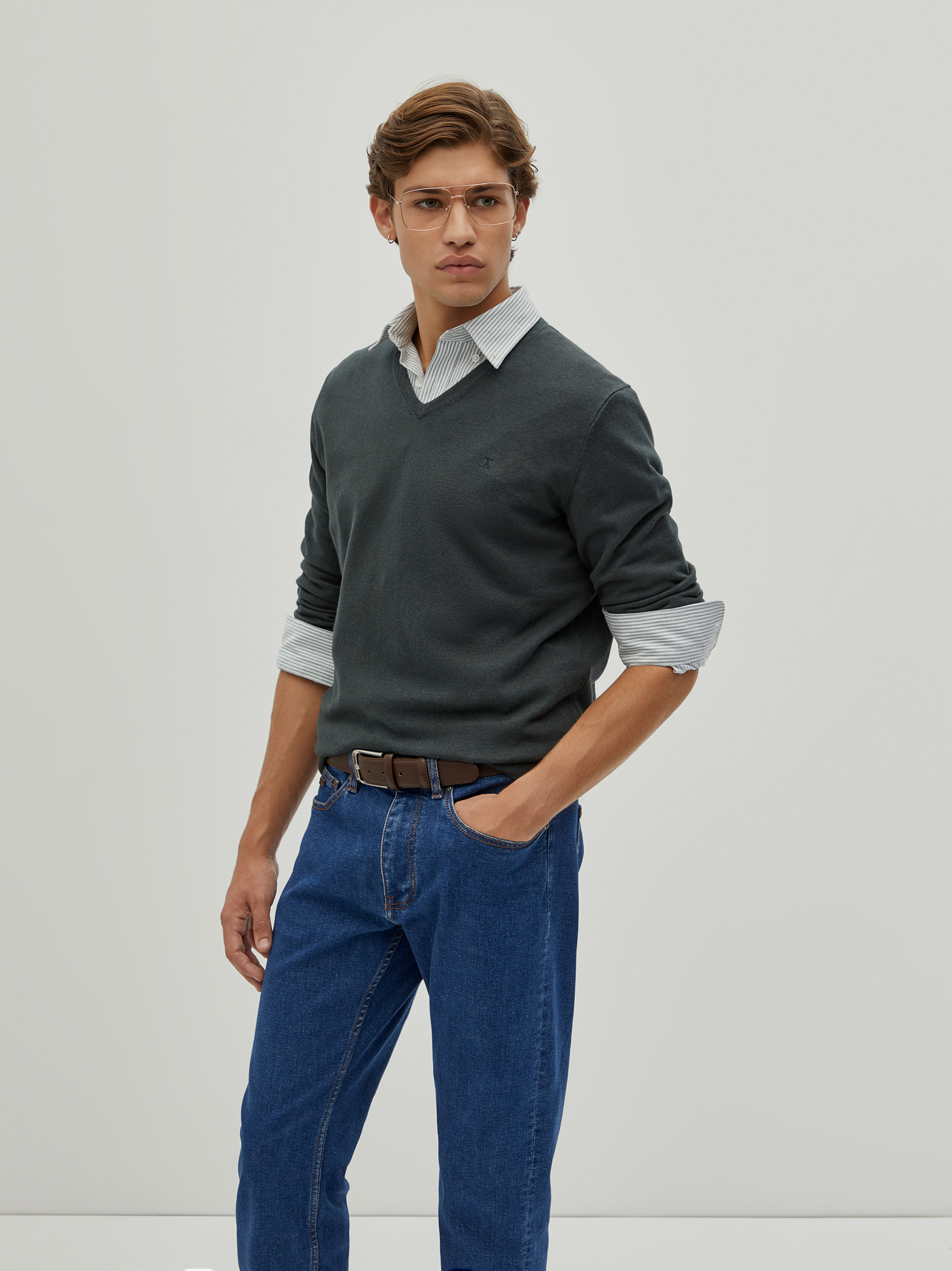 Pullover de algodão e caxemira