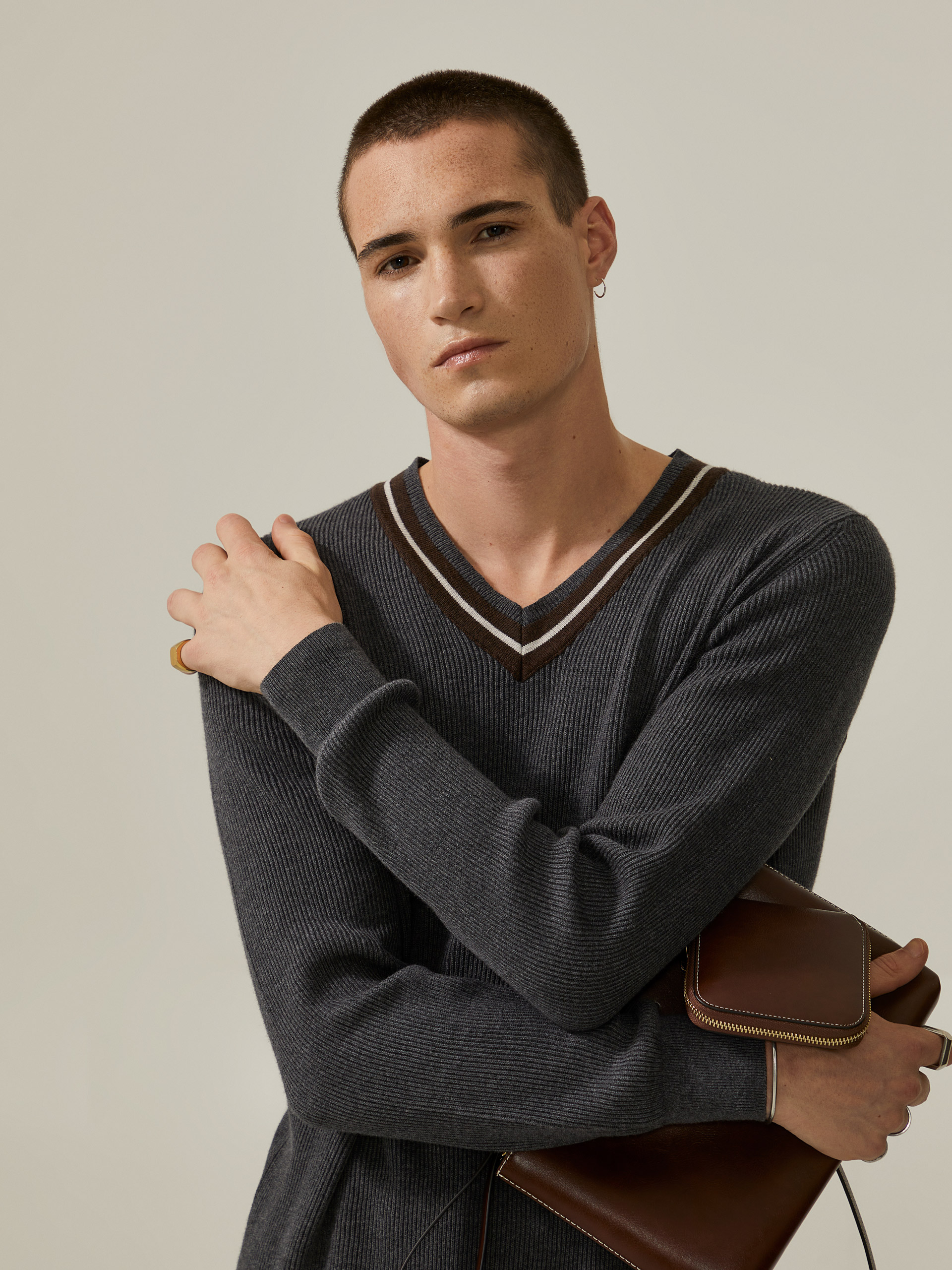 Rib knit pullover