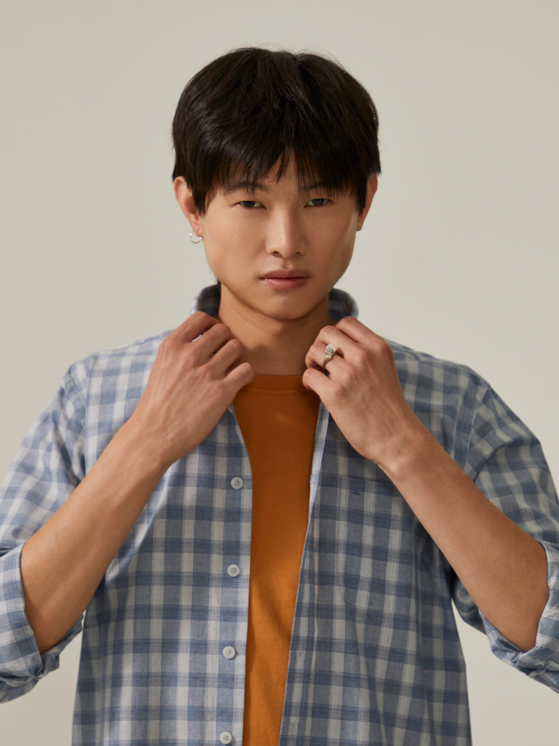 Slim fit plaid shirt
