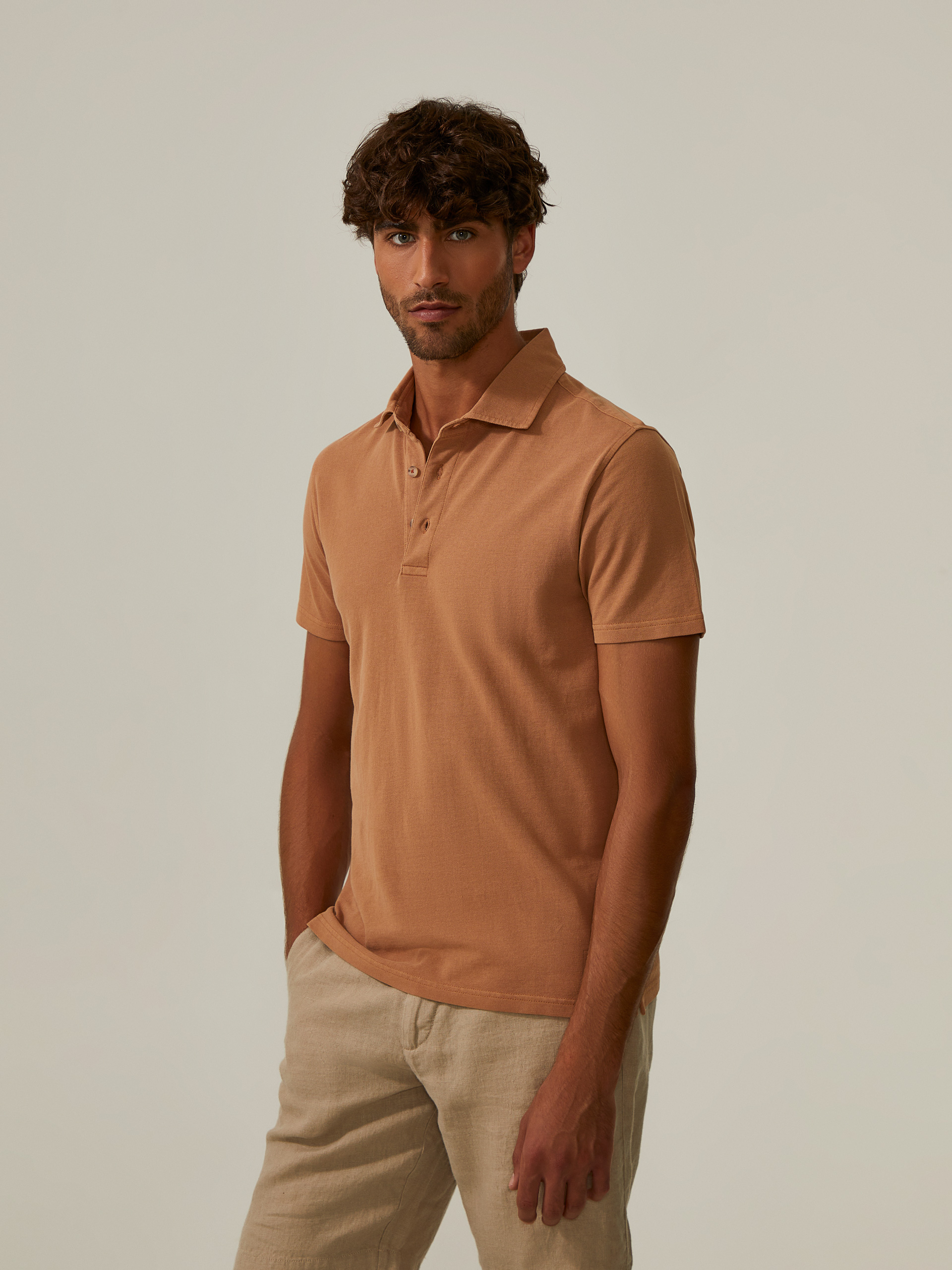 Slim fit cotton polo
