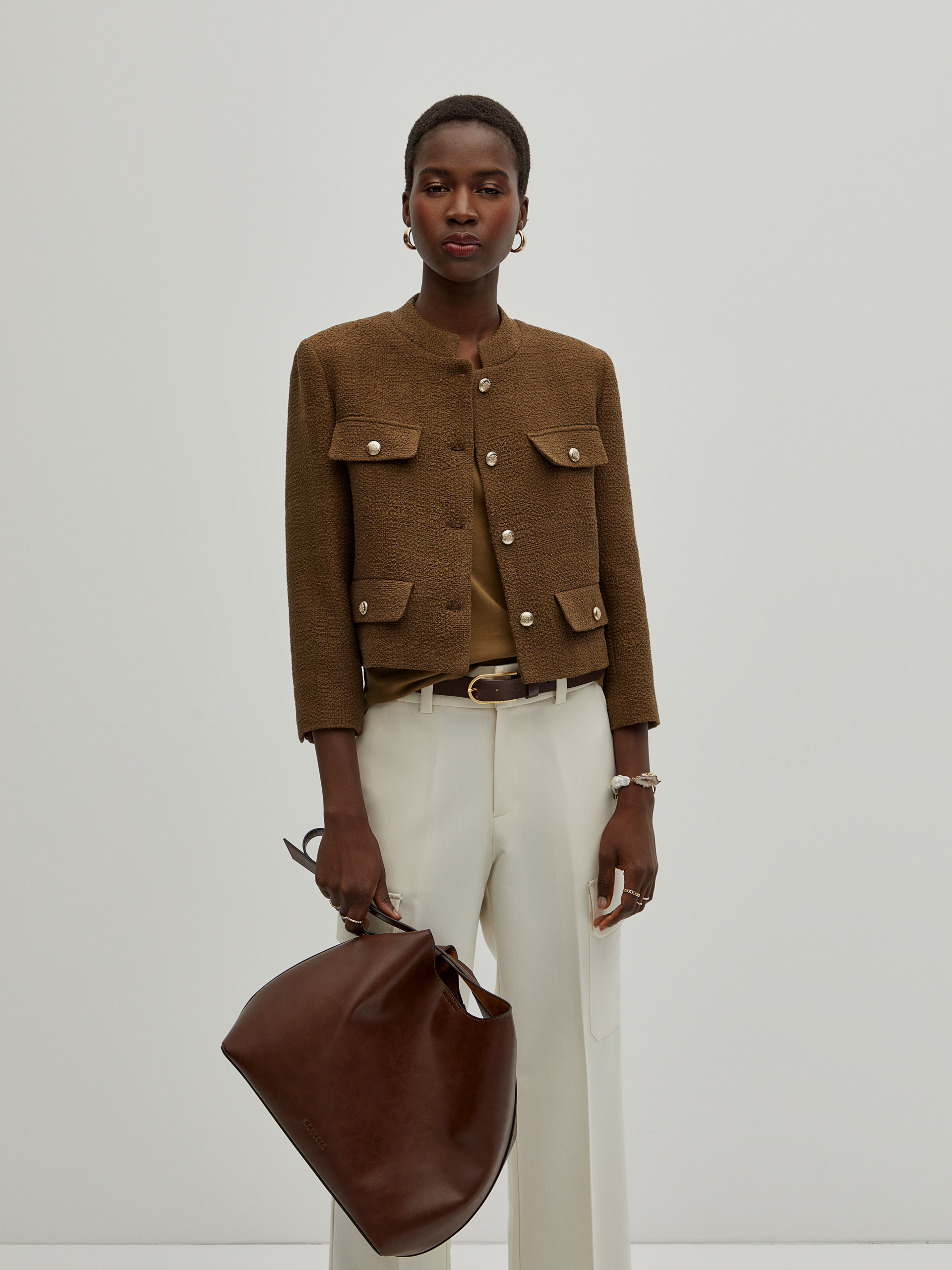 Tweed fake pockets jacket