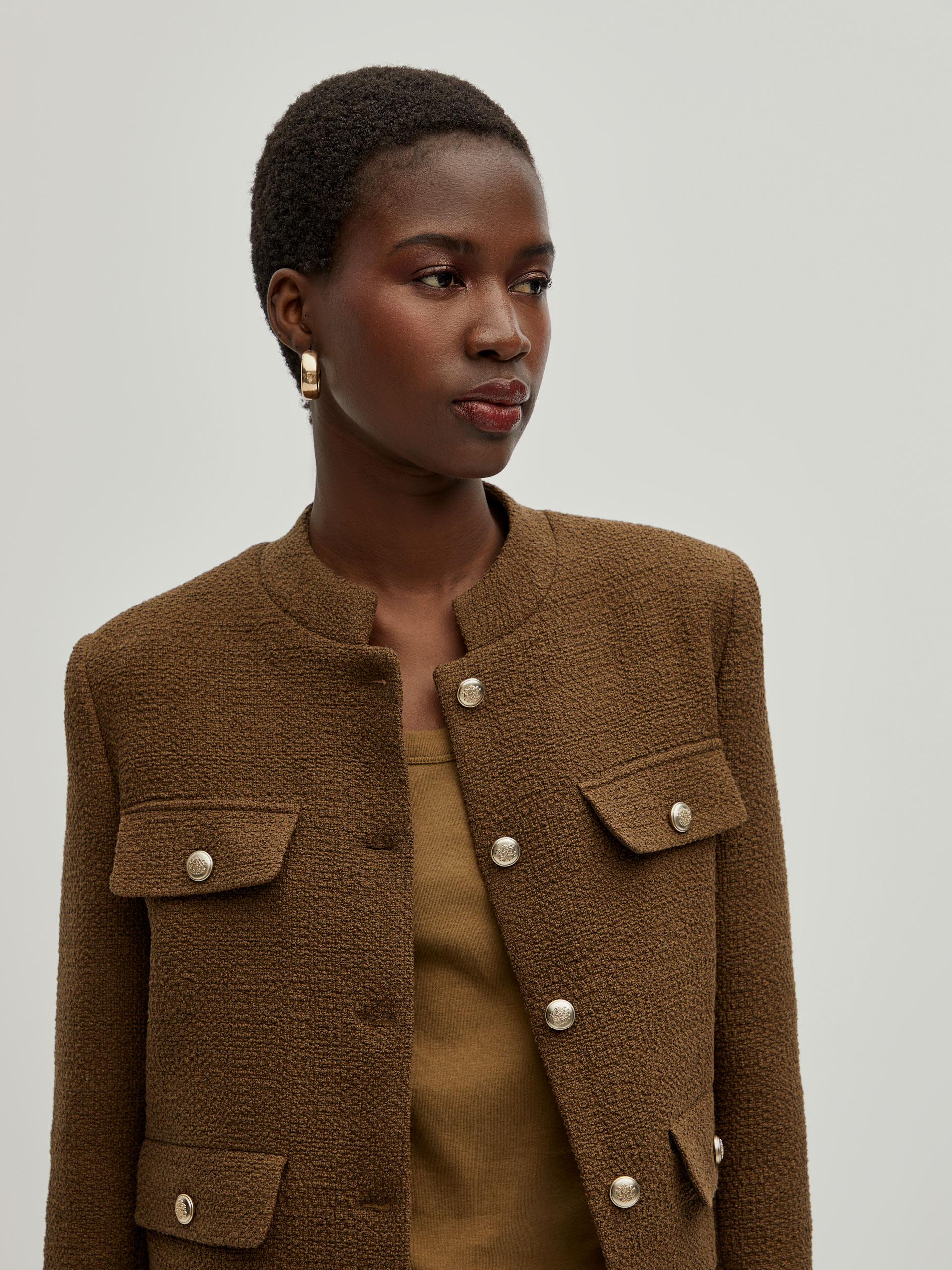 Tweed fake pockets jacket