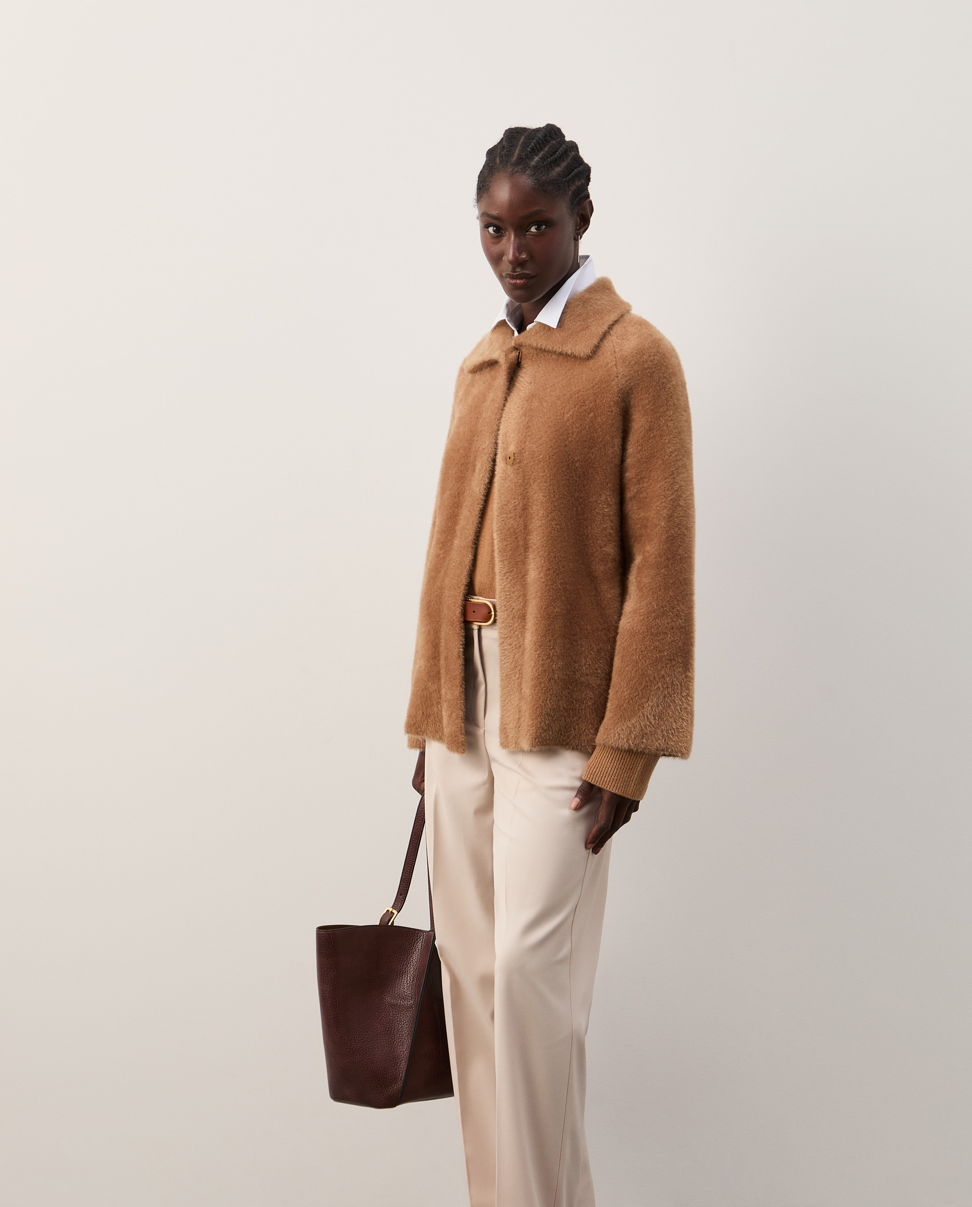 Raglan sleeves fur coat