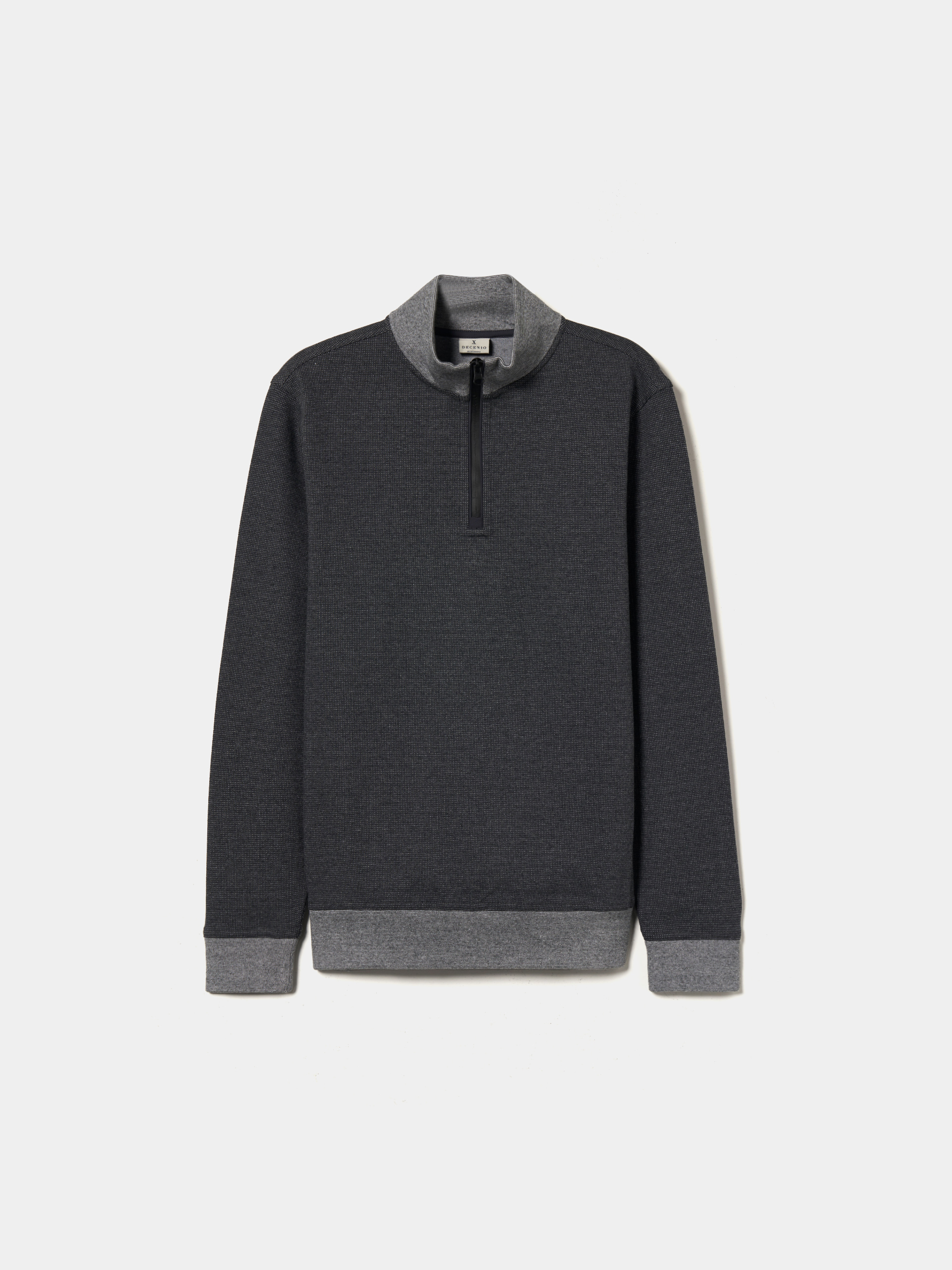 Two-tone zip-up sweater