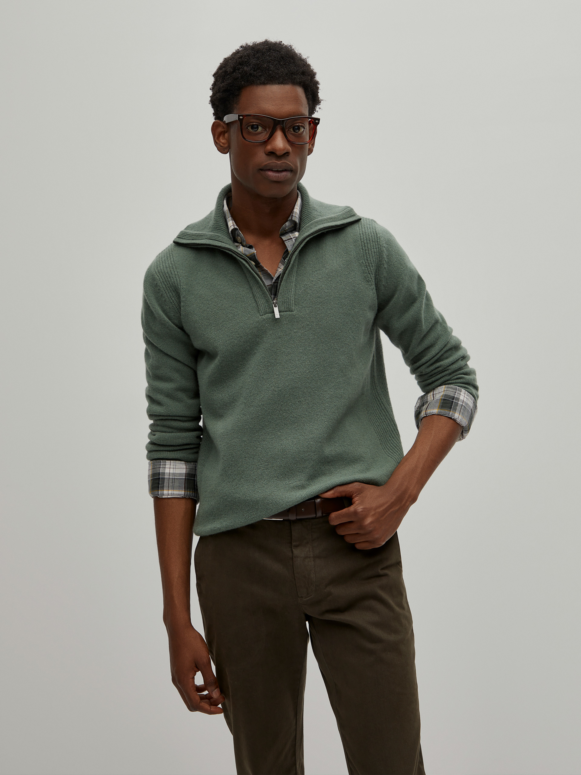 Wool zip-up sweater