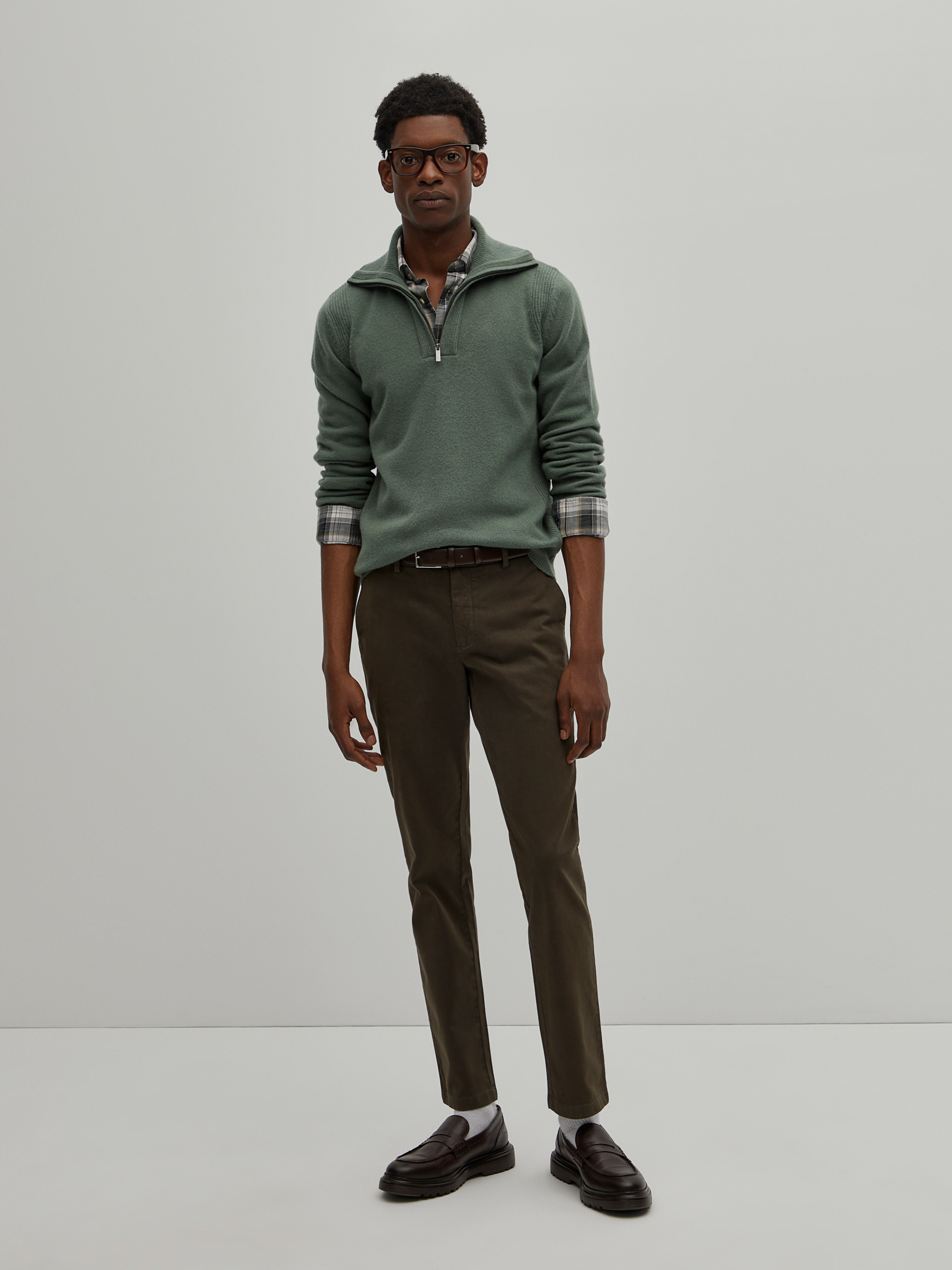 Wool zip-up sweater