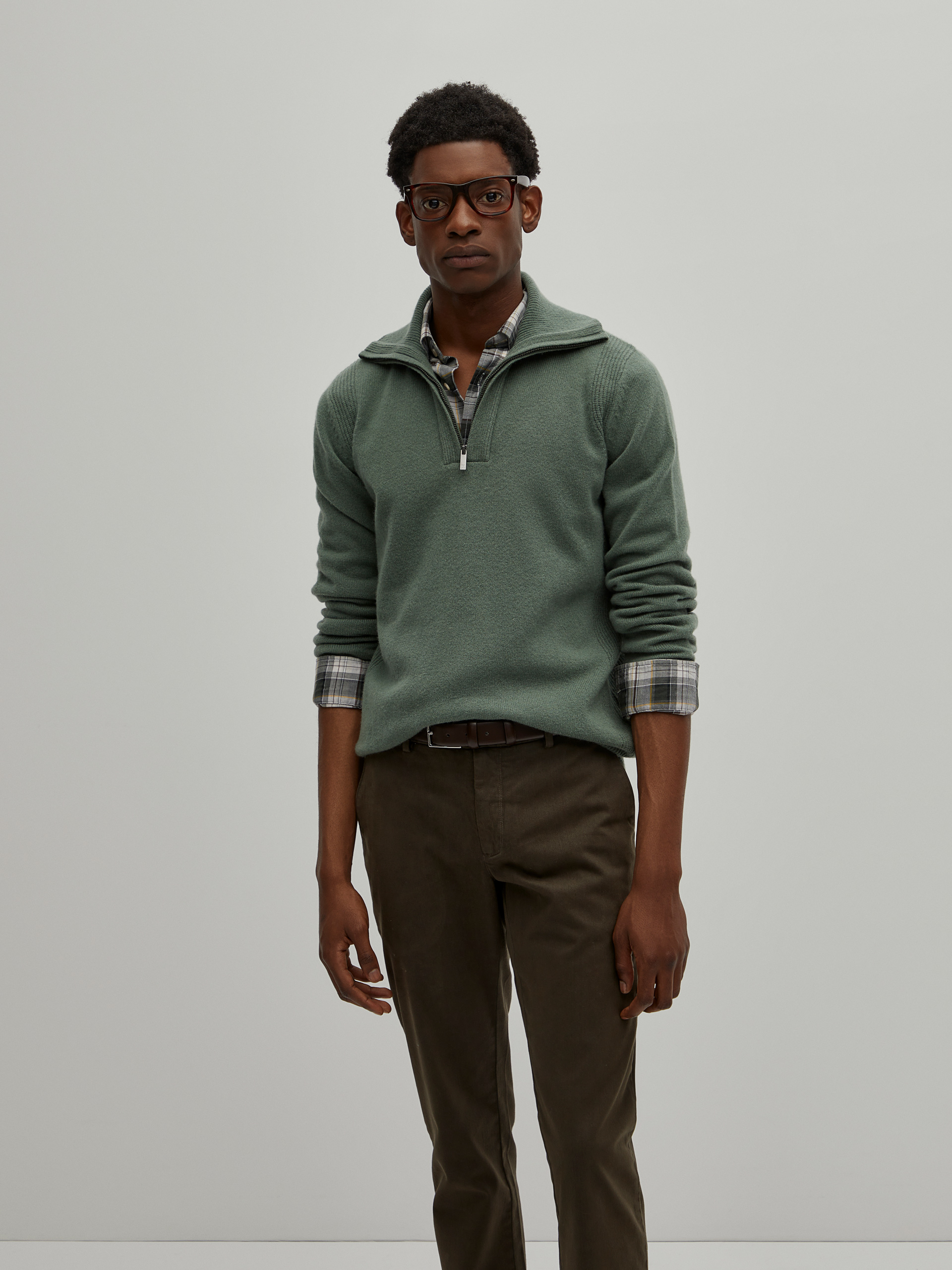 Wool zip-up sweater