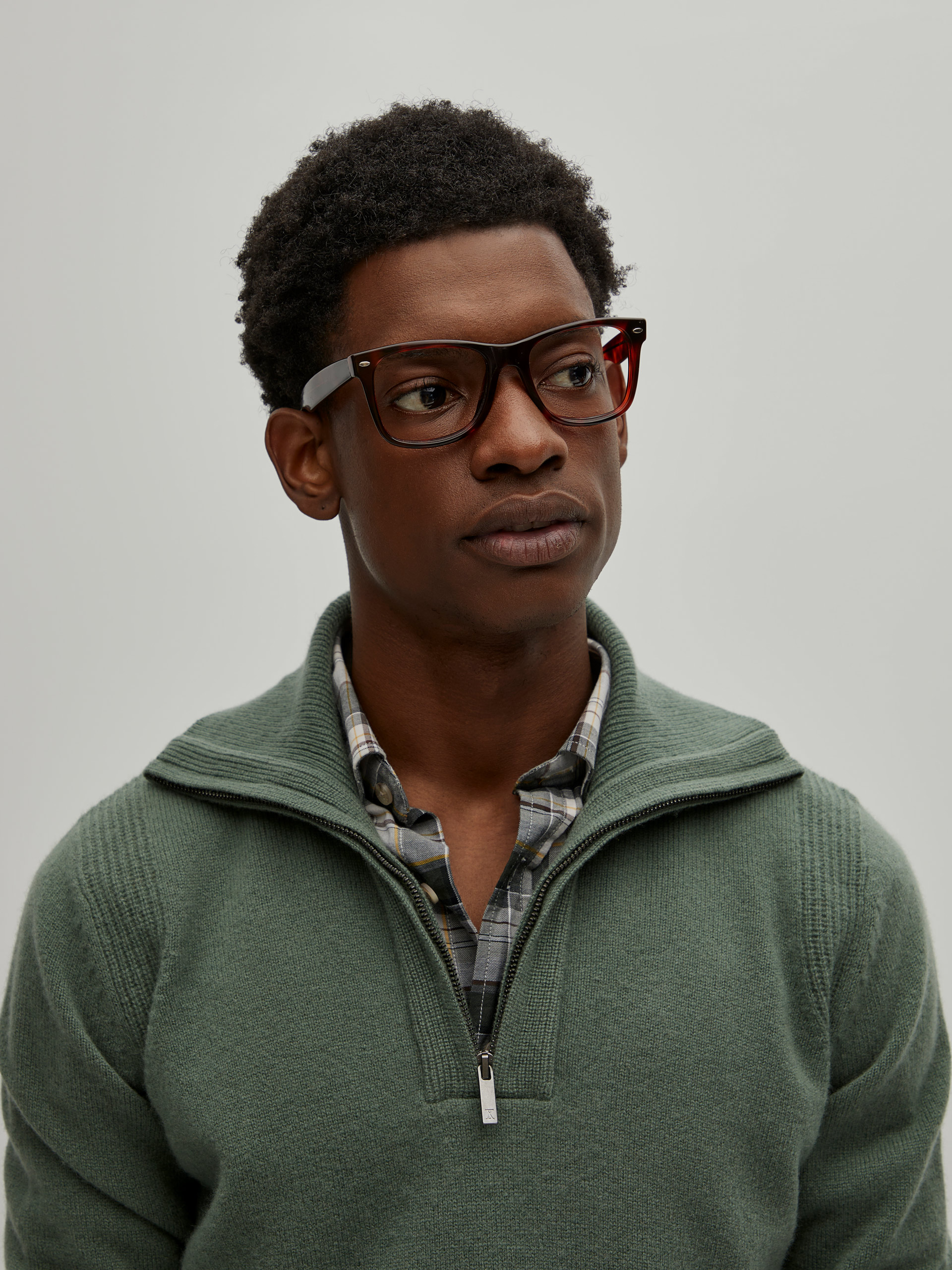Wool zip-up sweater