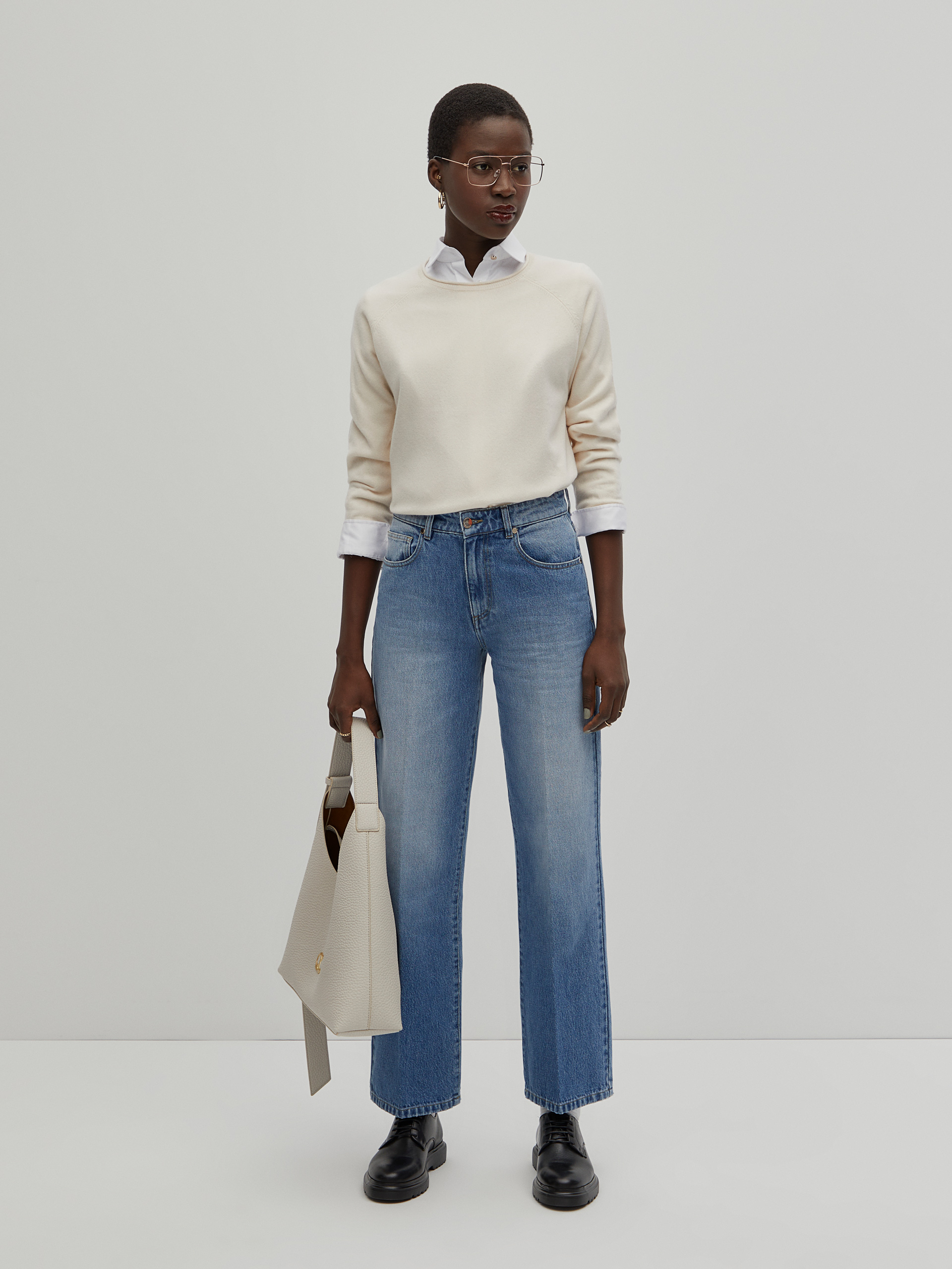 Calças denim wide leg