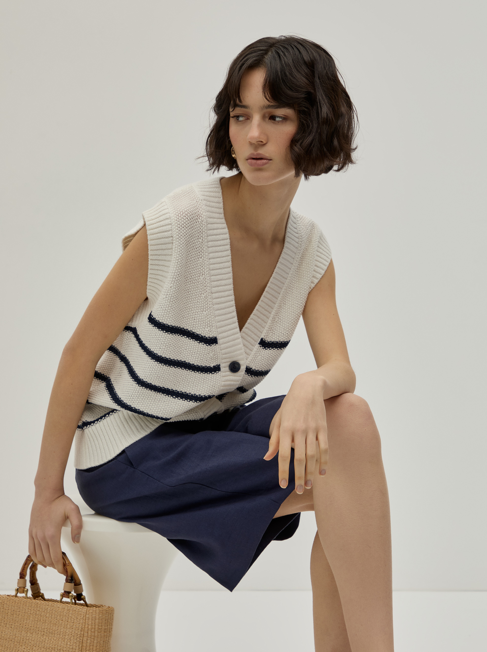 Striped knit vest