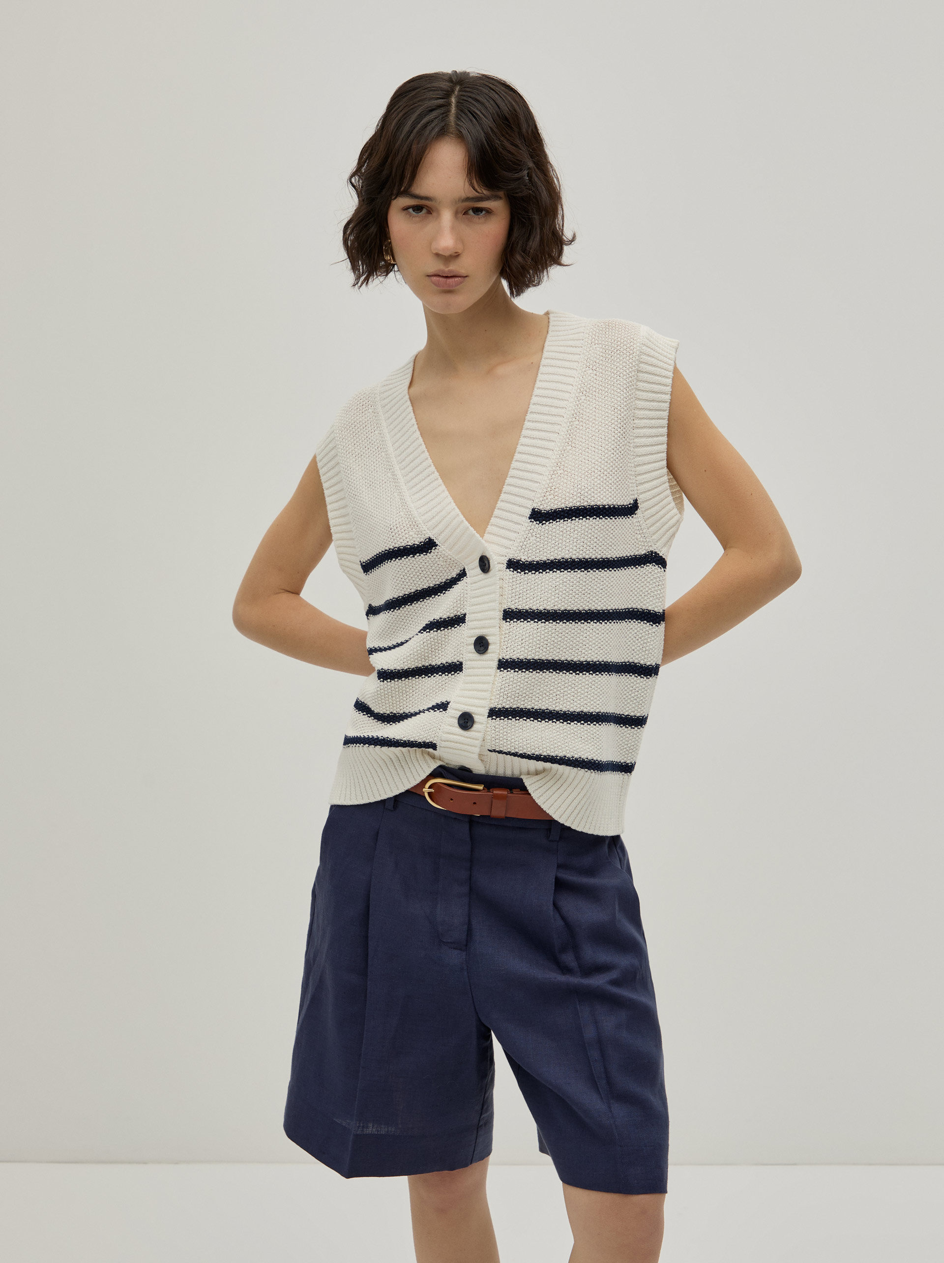 Striped knit vest