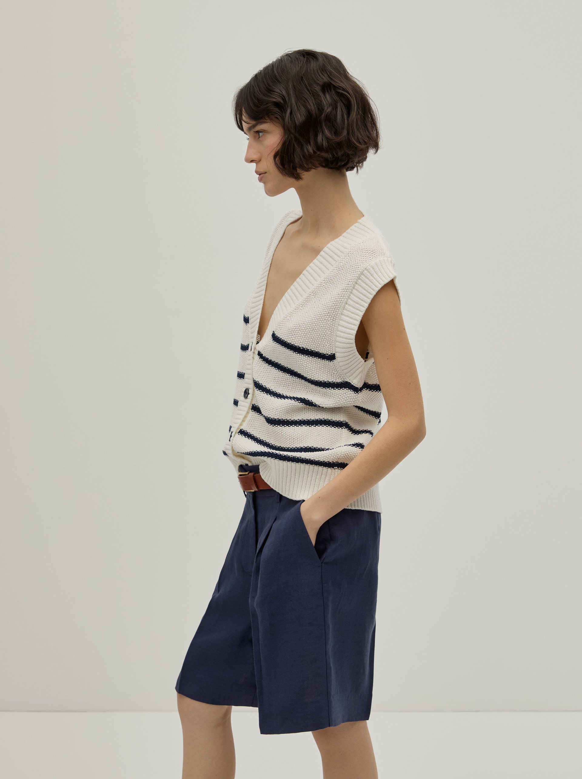 Striped knit vest
