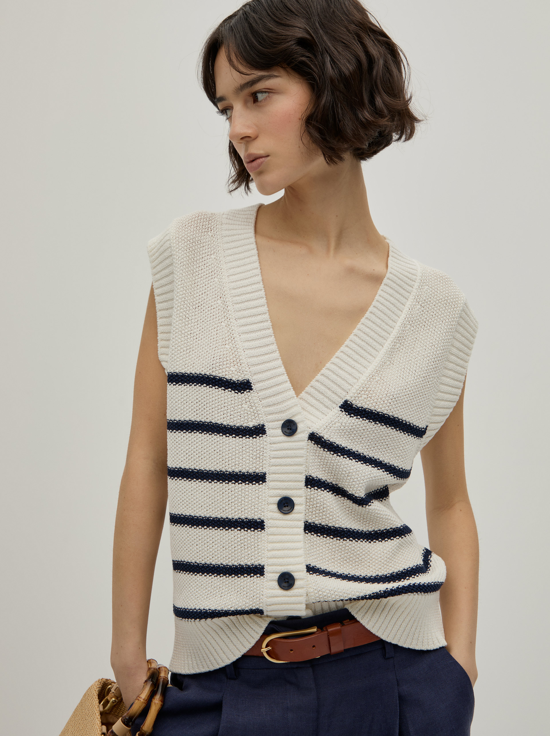 Striped knit vest