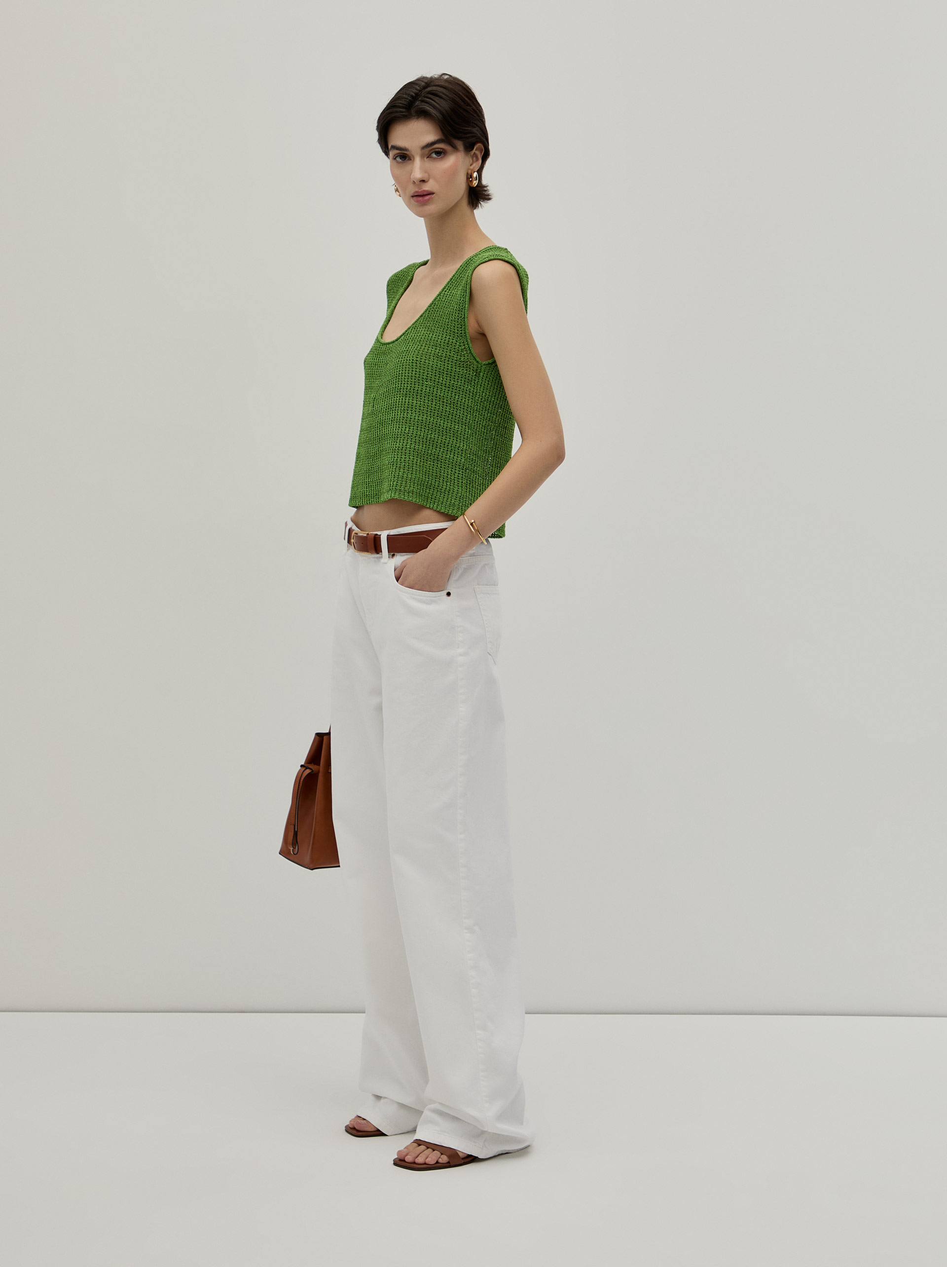 Wide leg denim pants