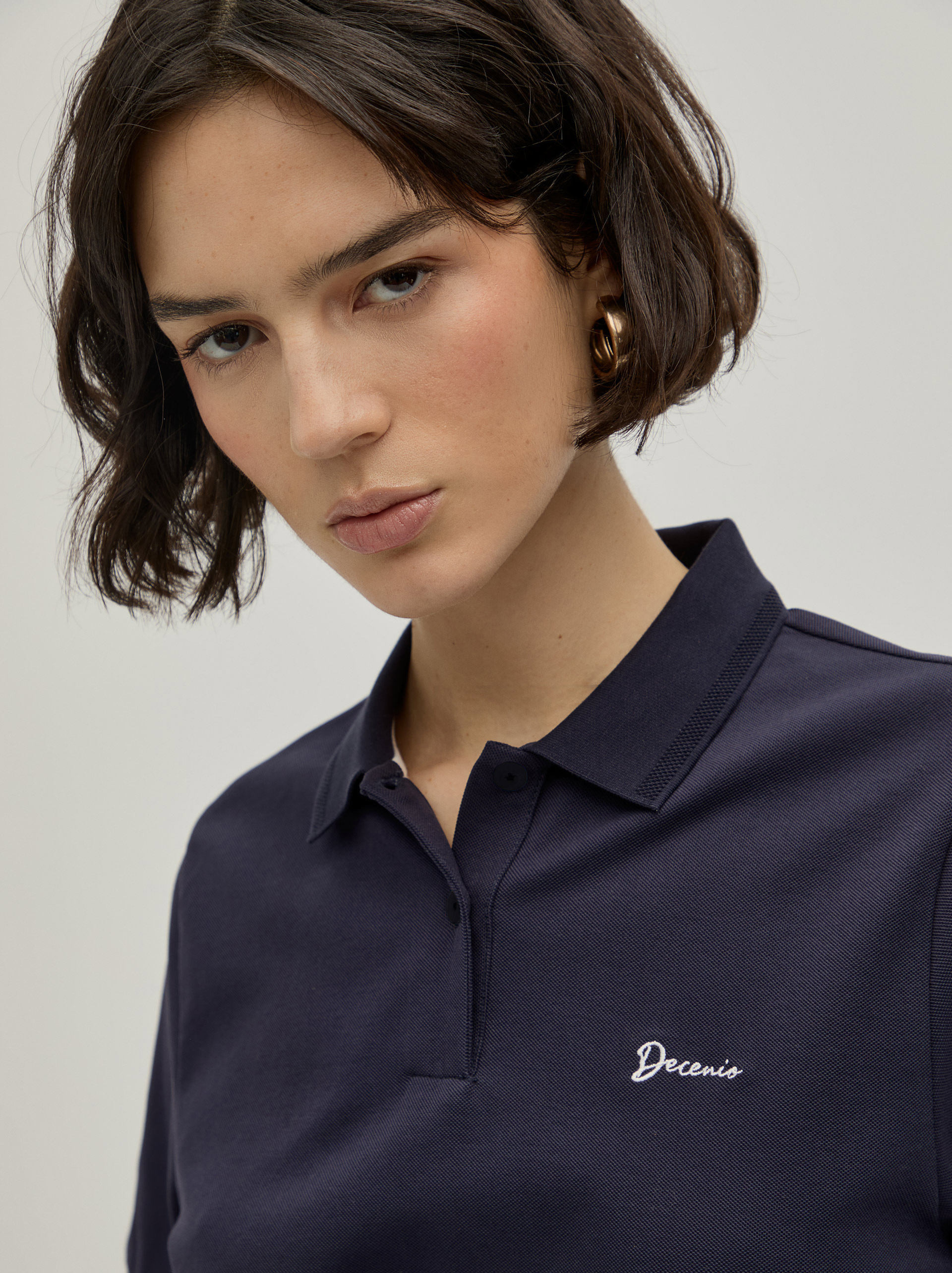 Cropped pique polo shirt