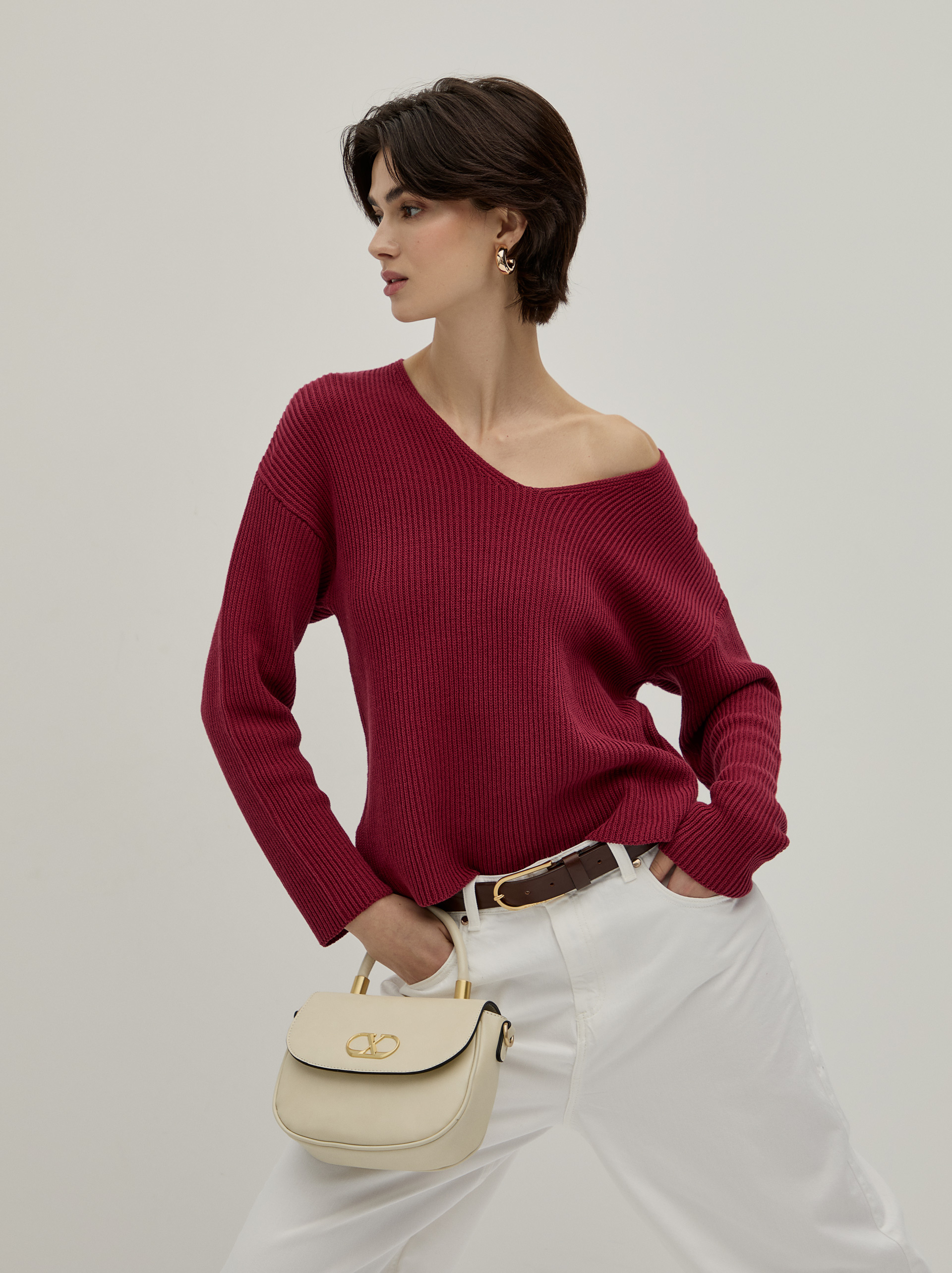 Jersey de punto con cuello en V