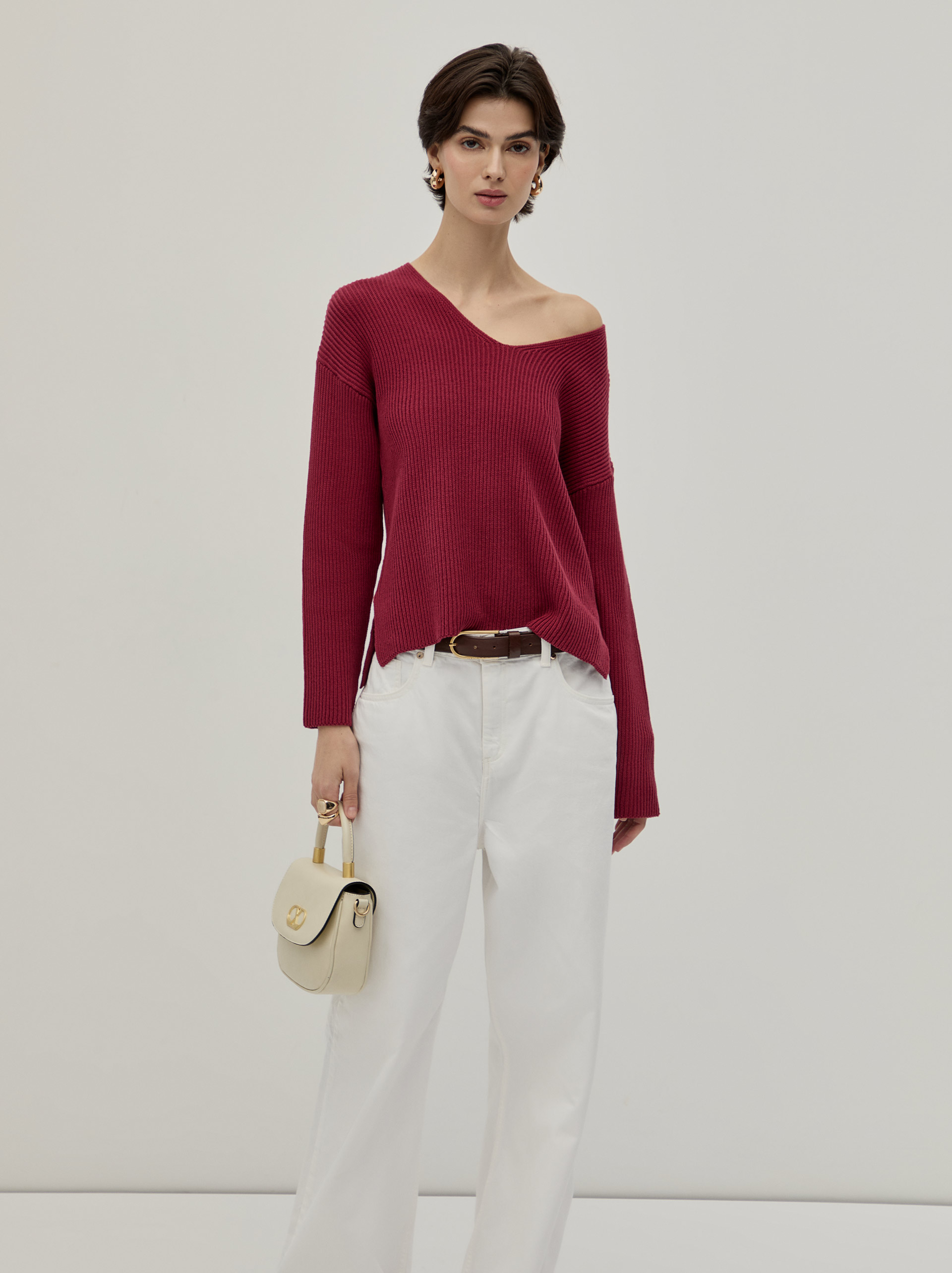 Jersey de punto con cuello en V