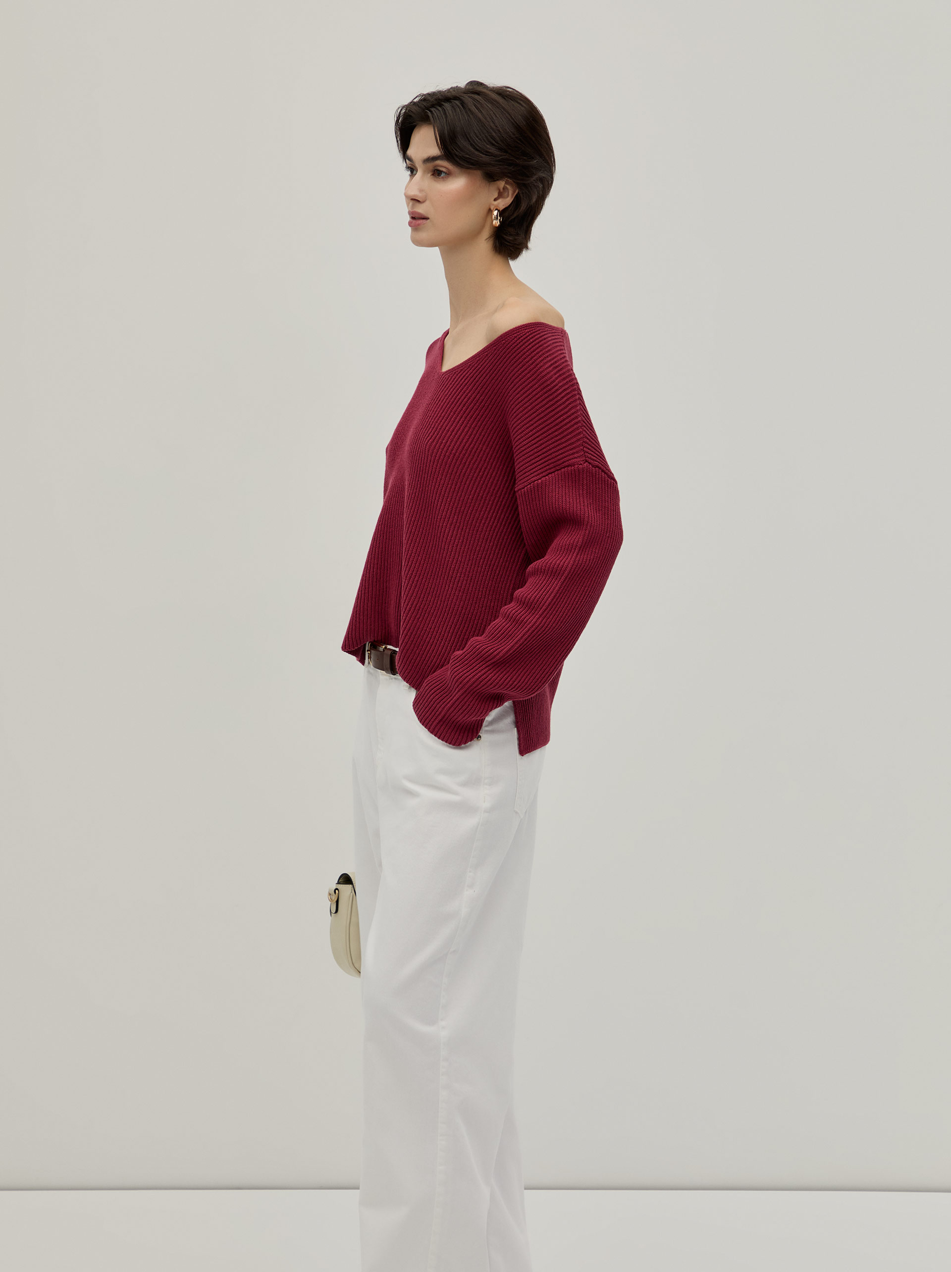 Jersey de punto con cuello en V