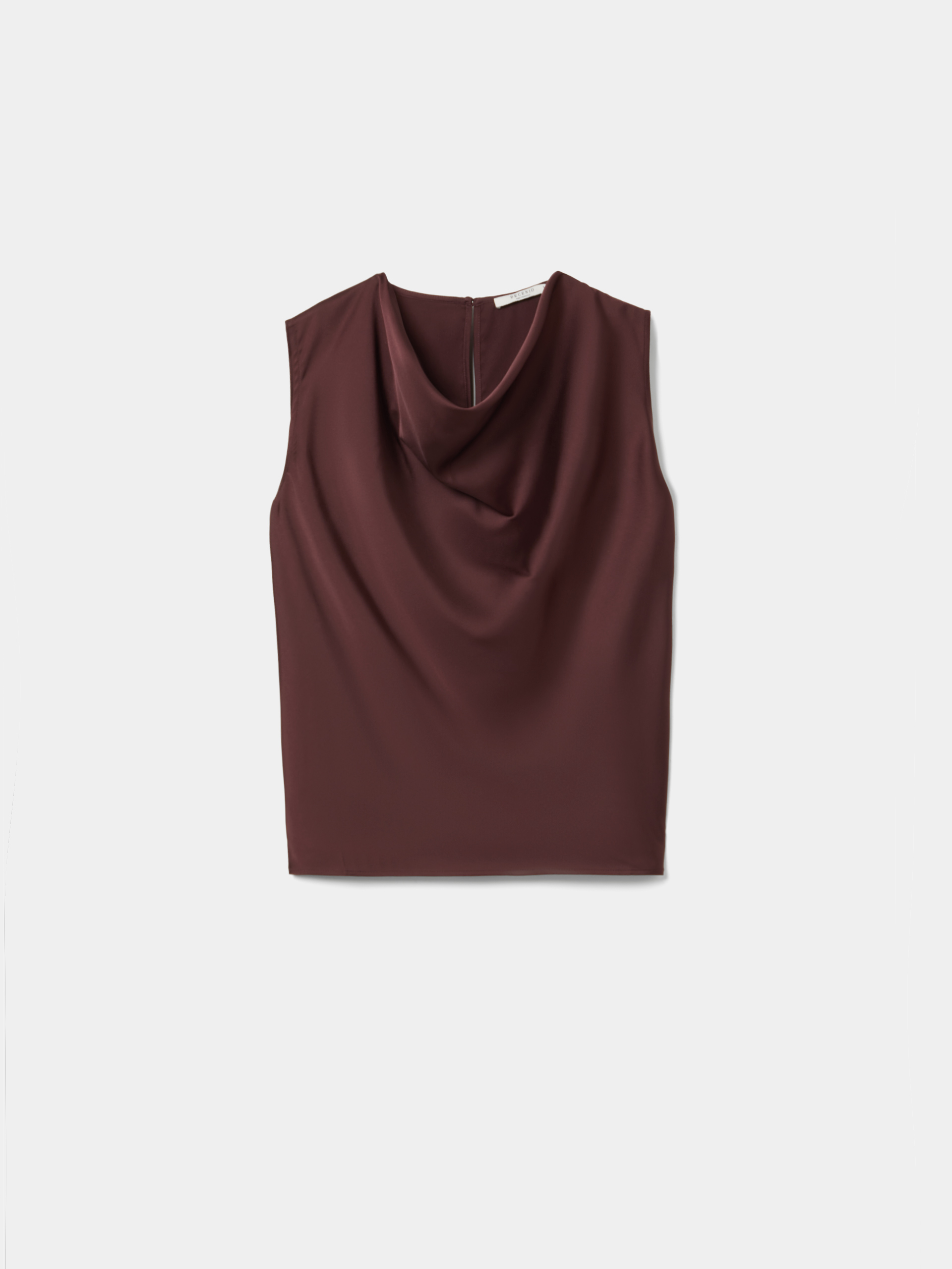 Blusa fluida drapeada sem mangas