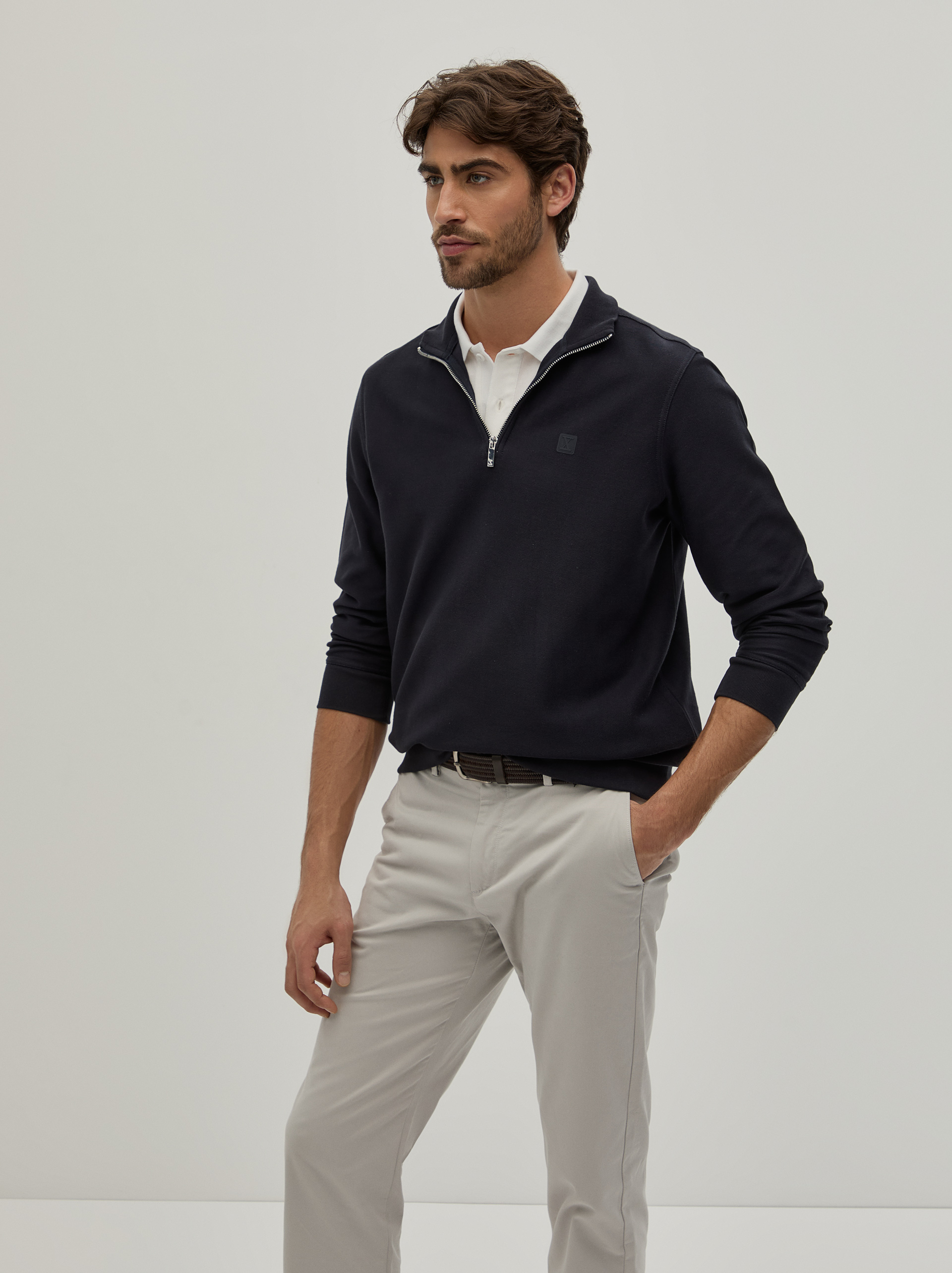 Half zip knit sweater