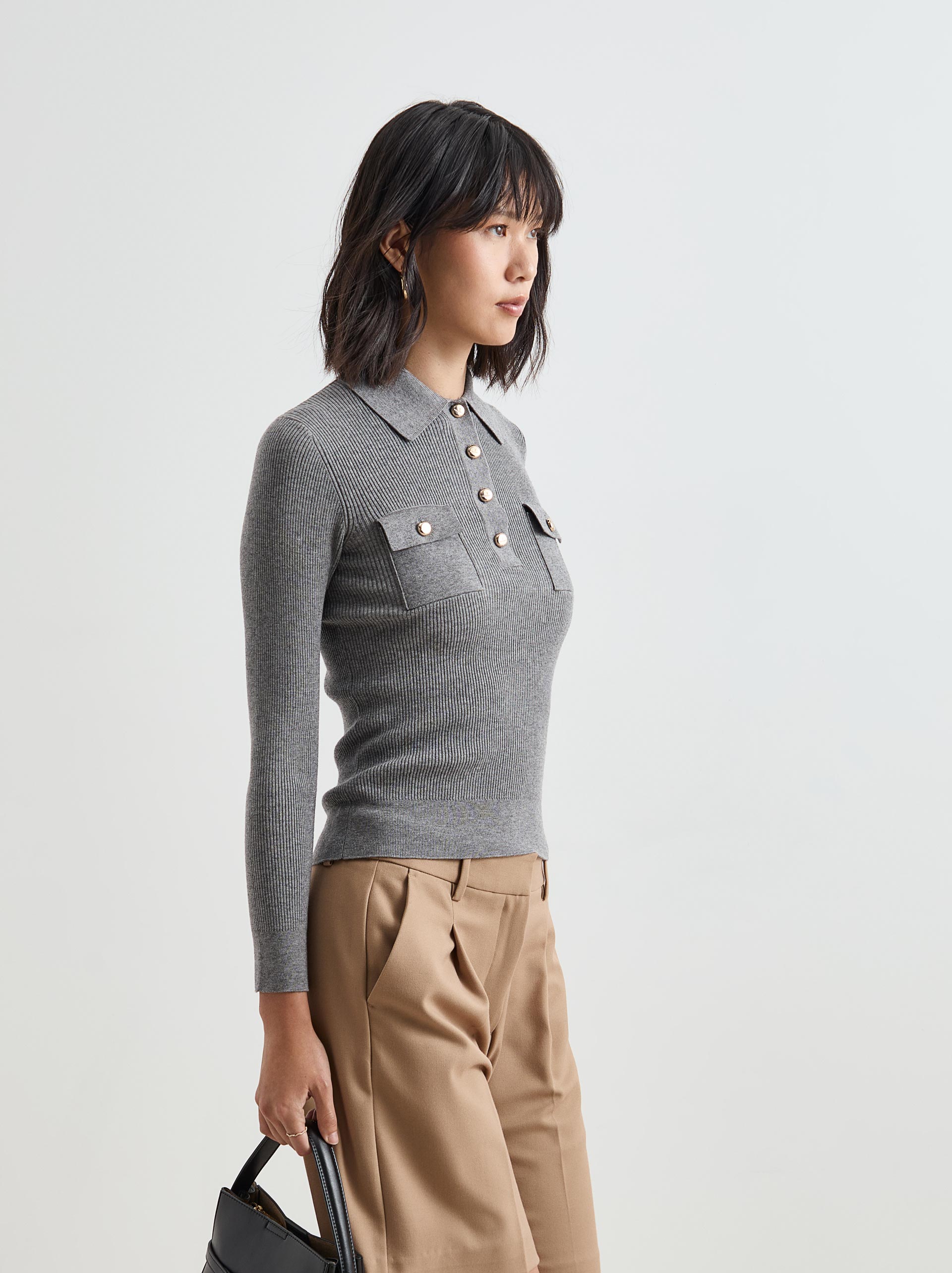 Ribbed polo shirt