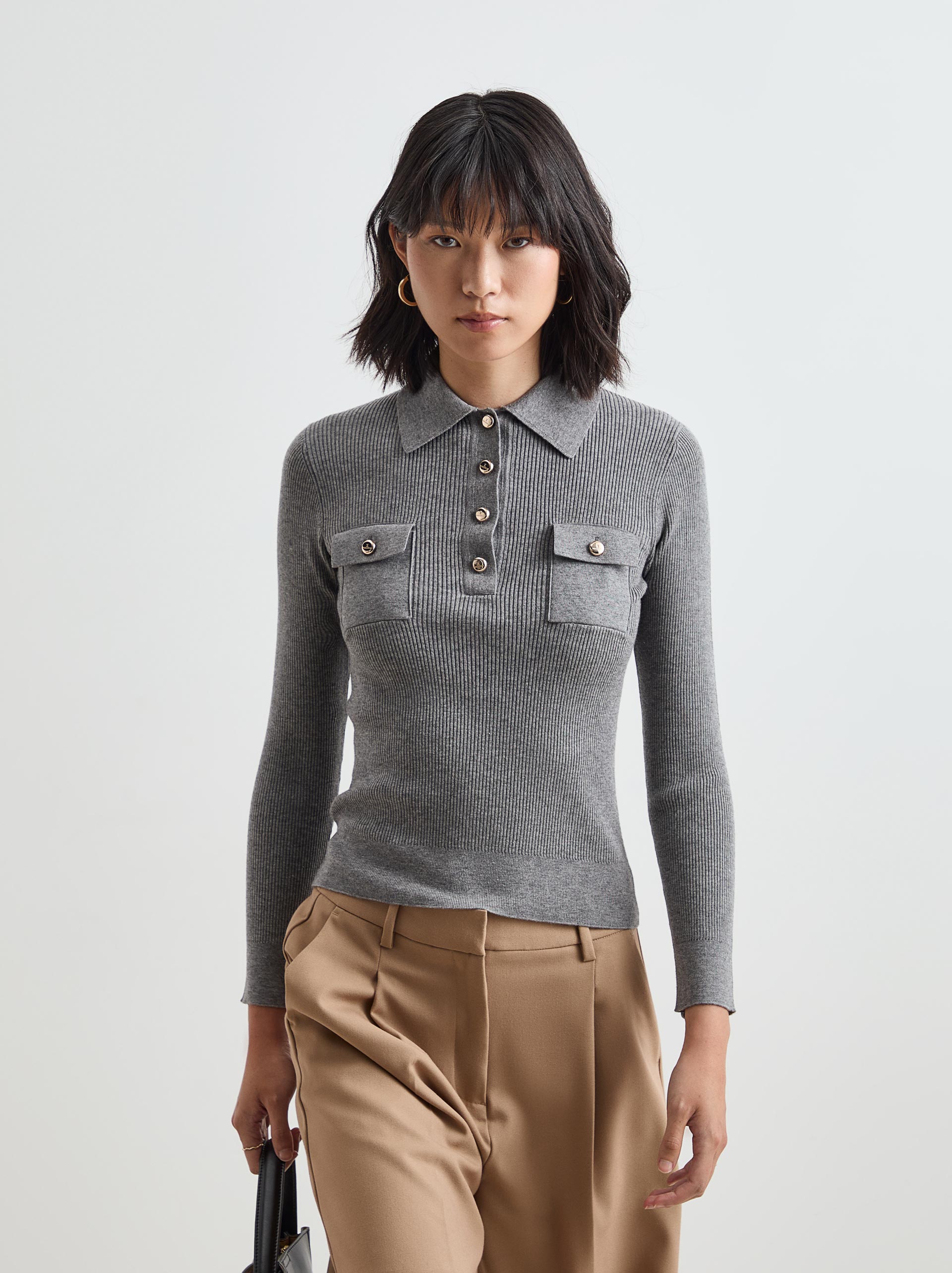Ribbed polo shirt