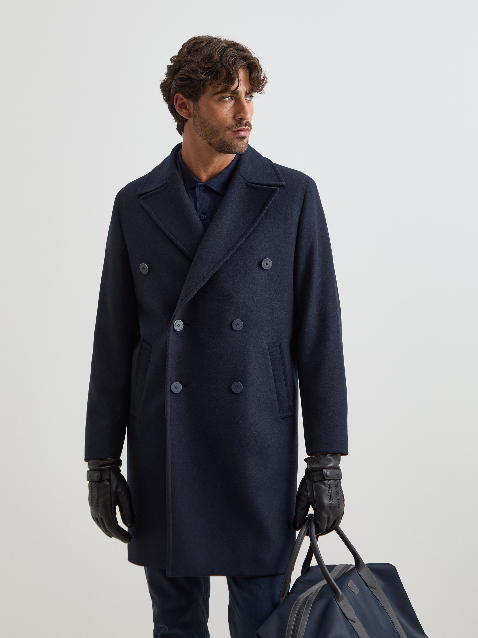 Long double-breasted coat