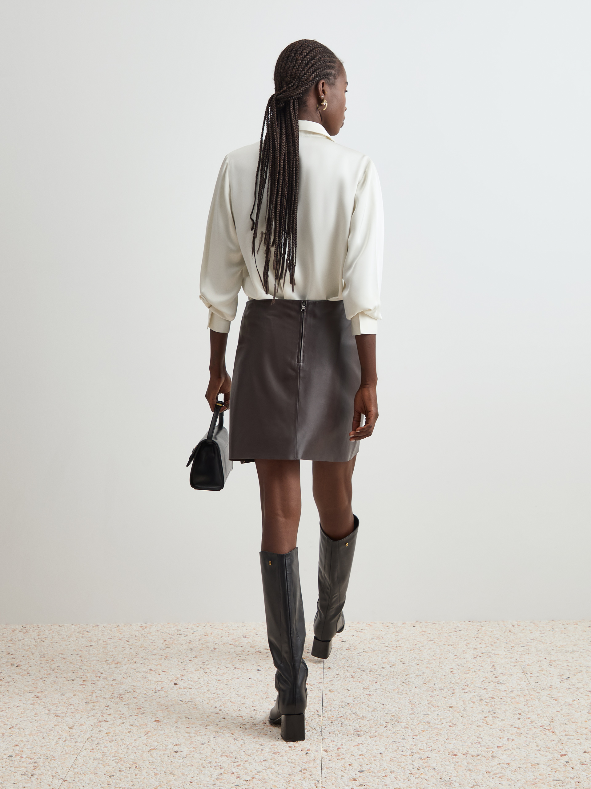 Short leather skirt