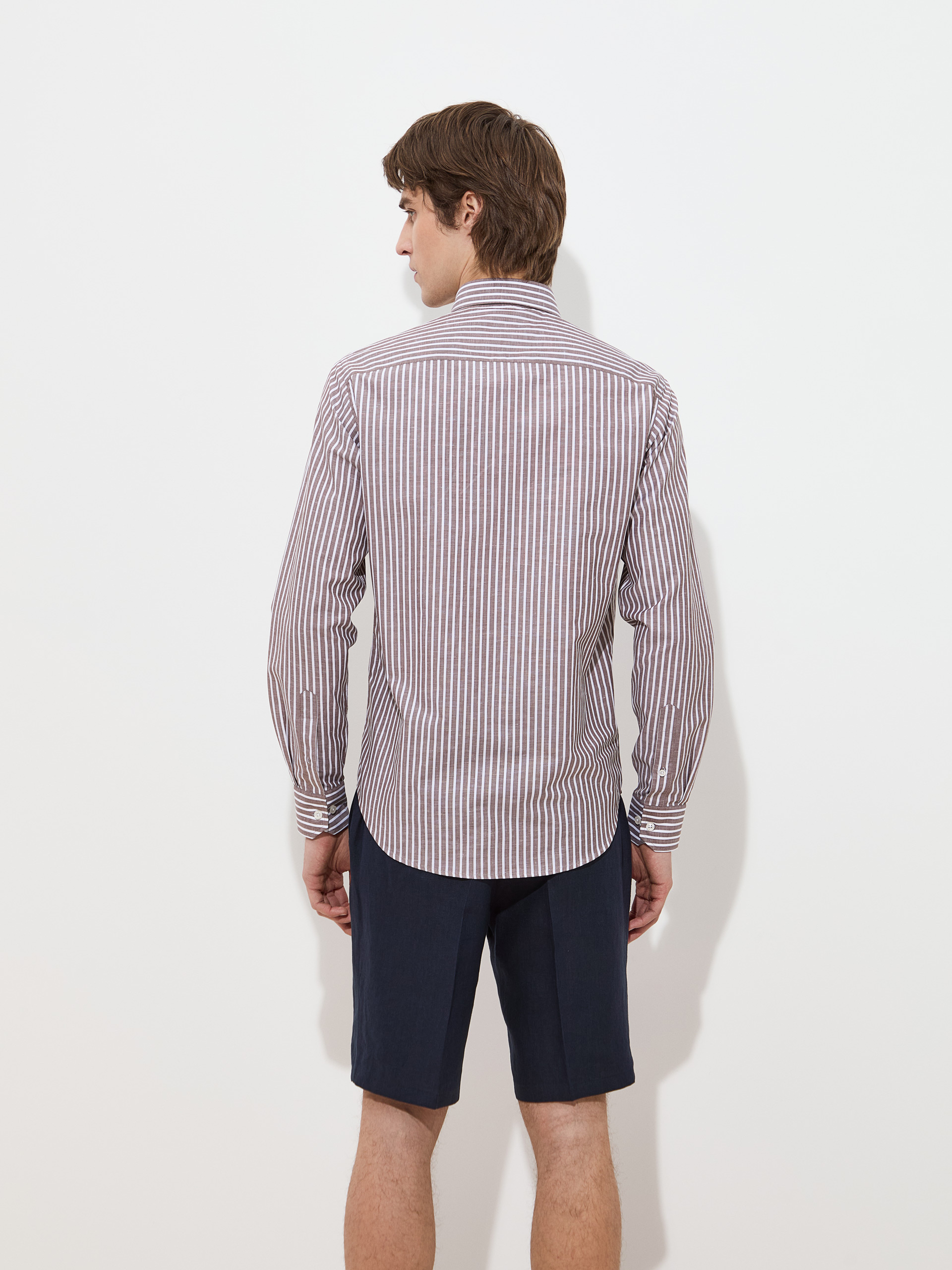 Striped shirt in cotton and linen