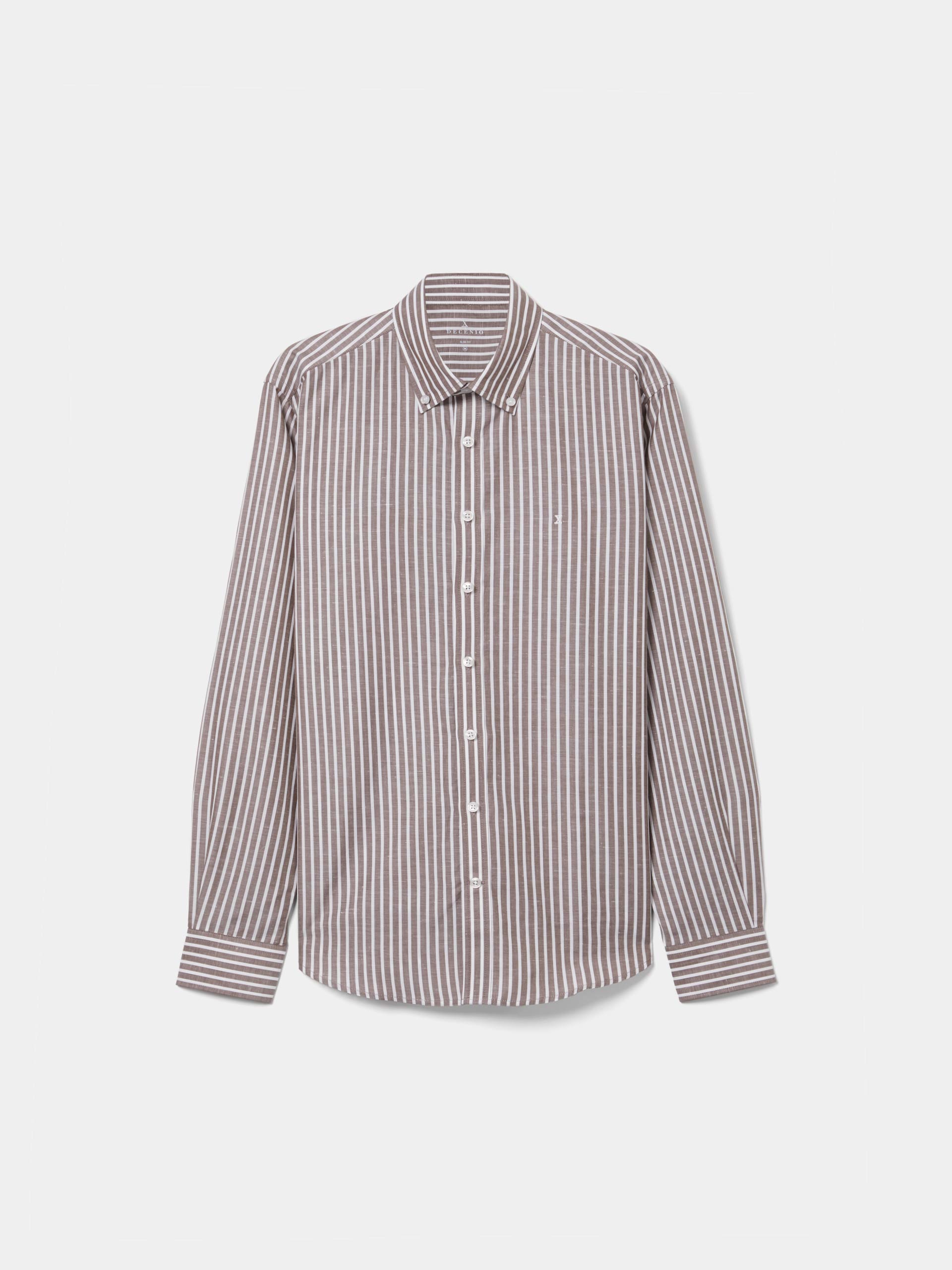 Striped shirt in cotton and linen