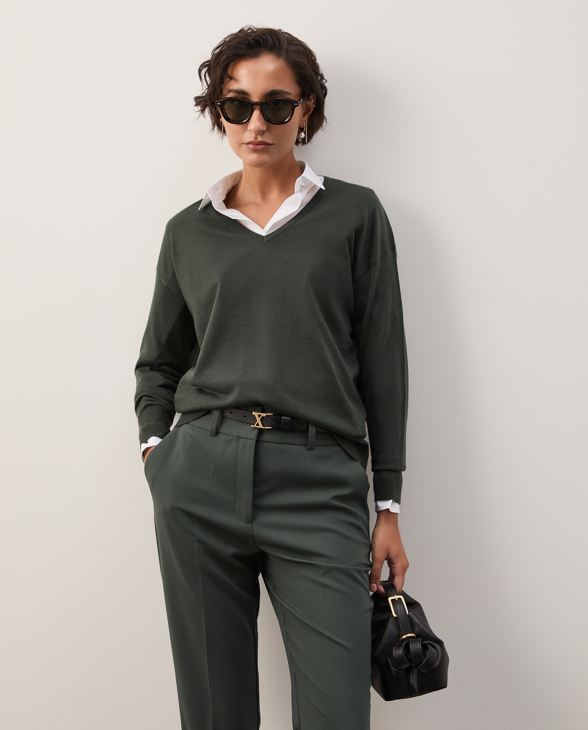 V-neck knitted sweater