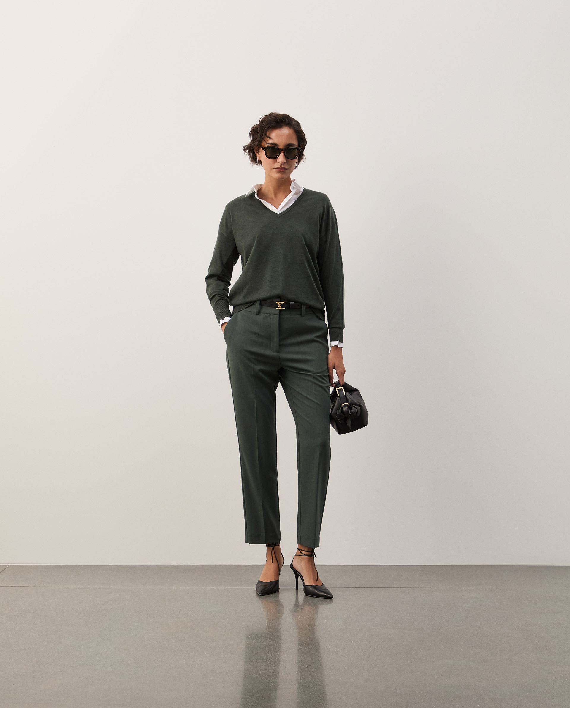 V-neck knitted sweater
