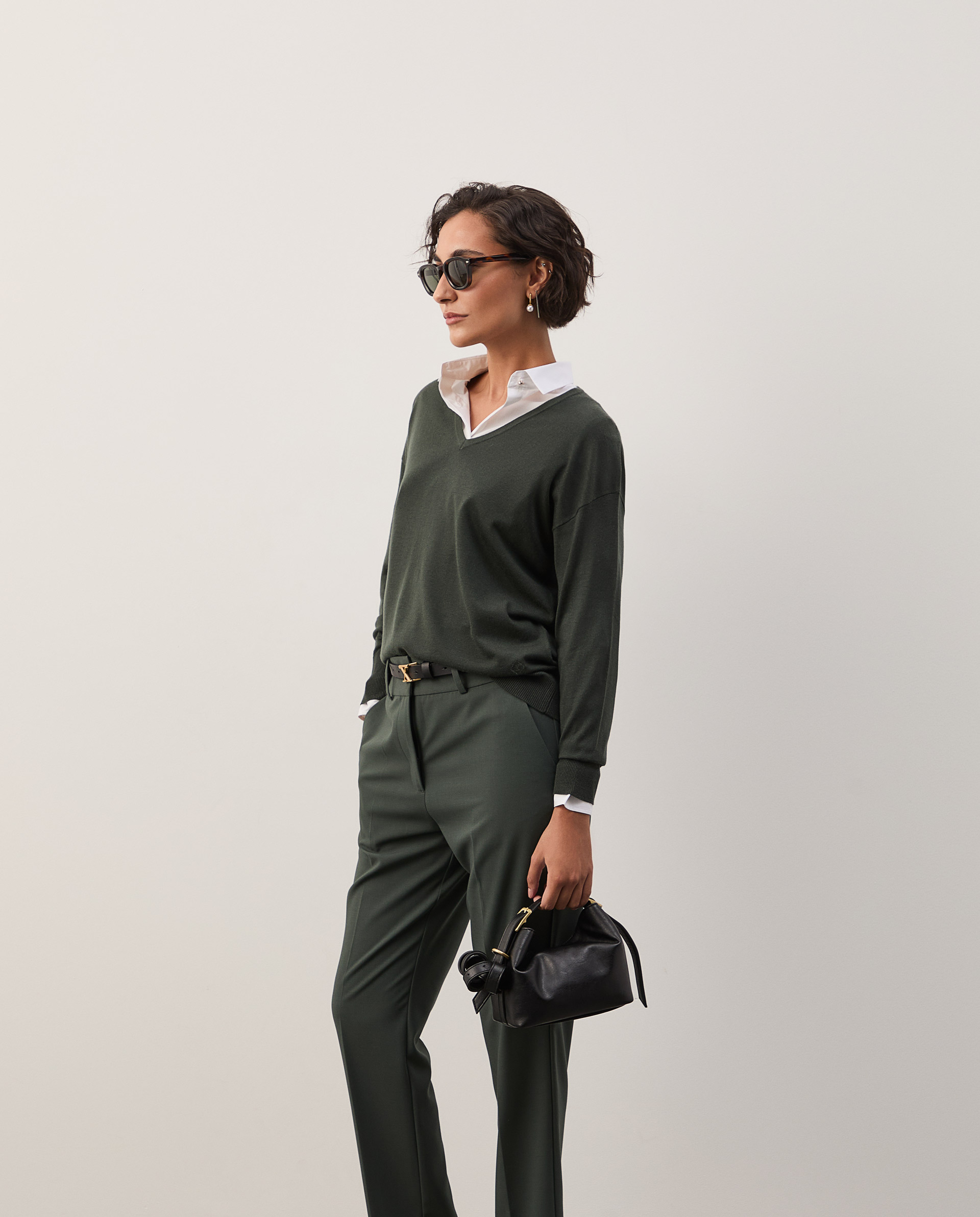 V-neck knitted sweater