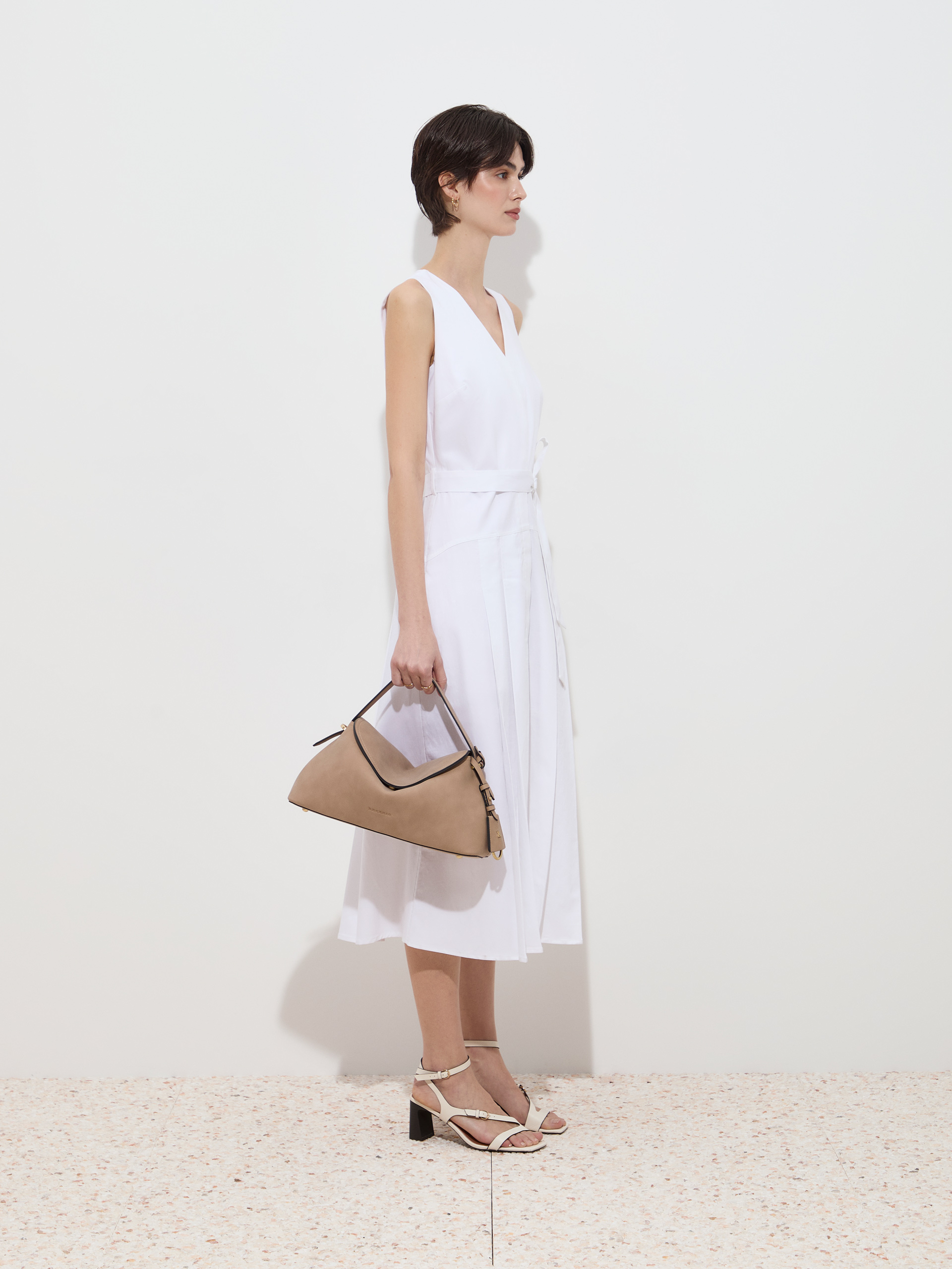 Vestido midi com liocel e linho