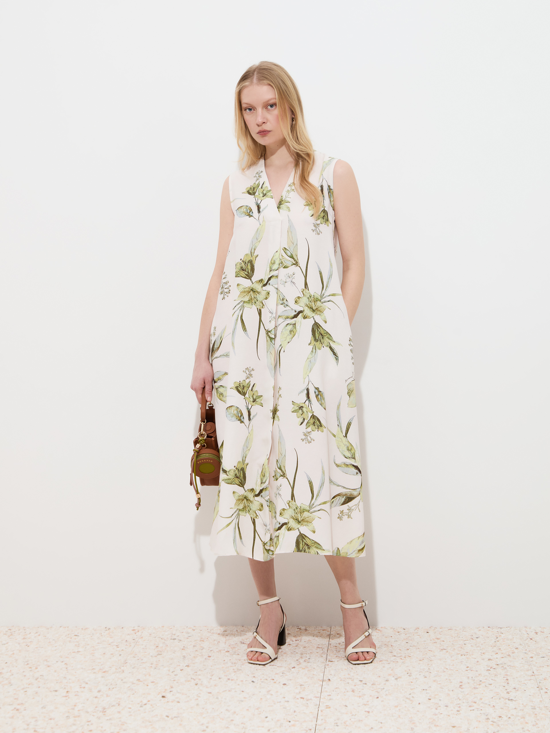 Vestido midi com estampado