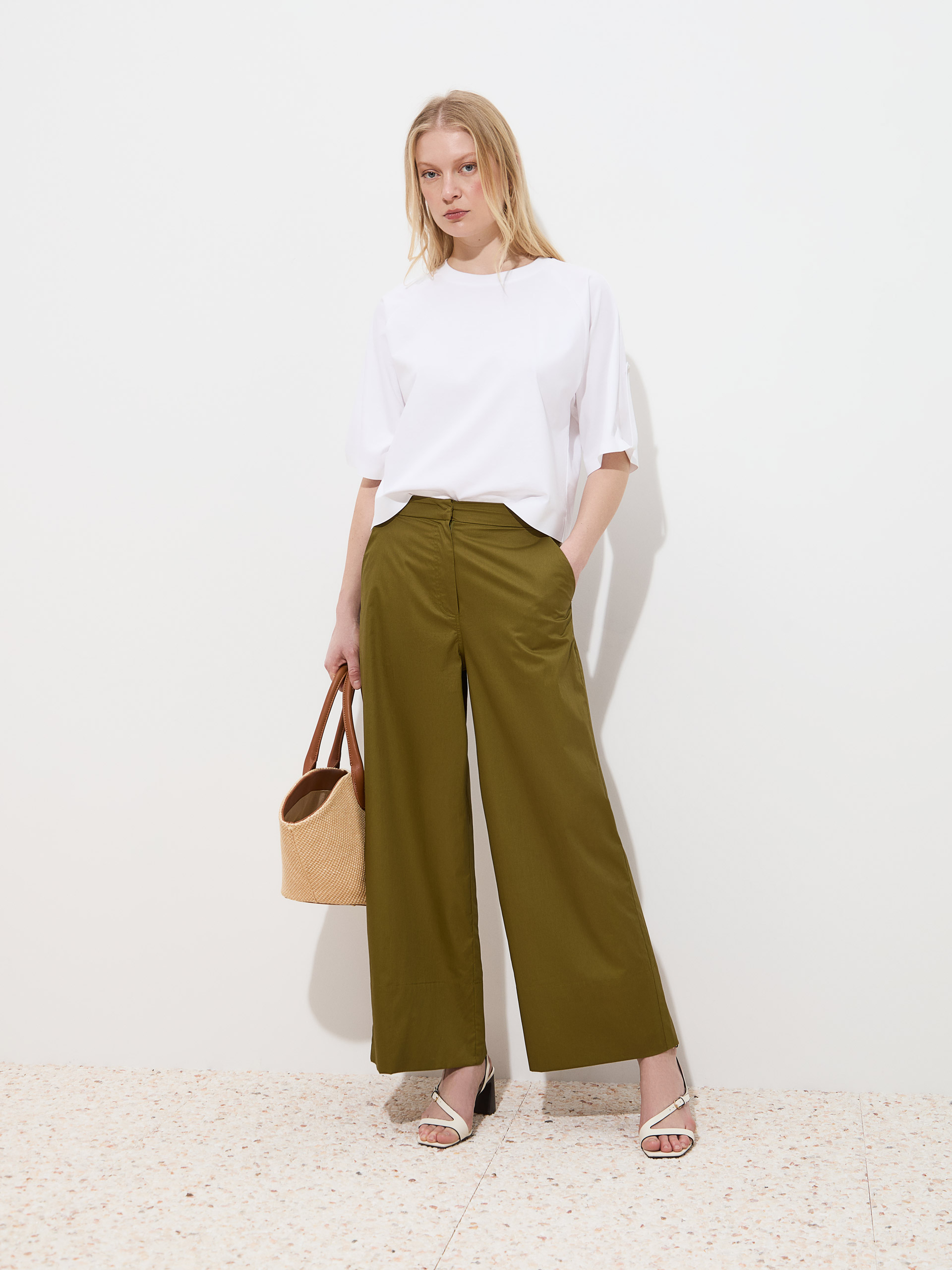 Pantalones de popelina de algodón