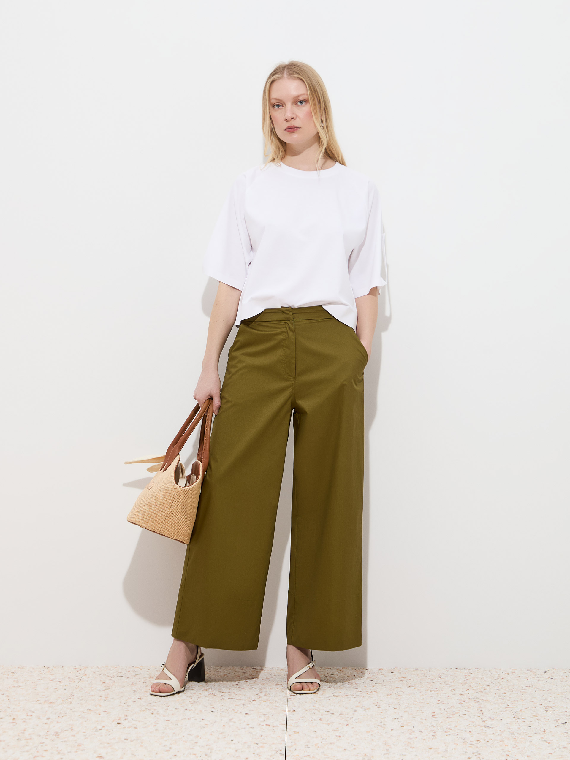 Pantalones de popelina de algodón