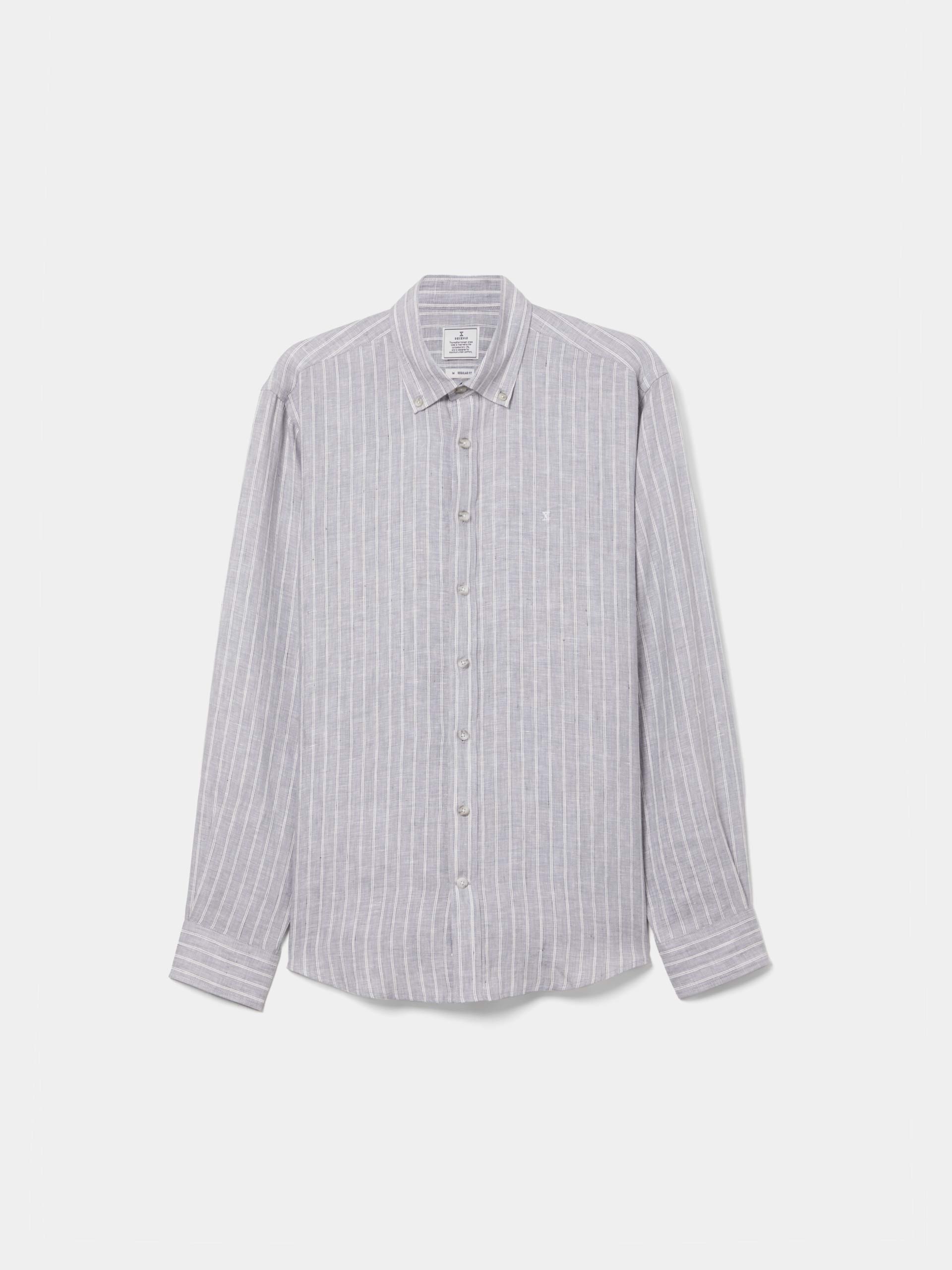 Regular fit linen shirt with stripes