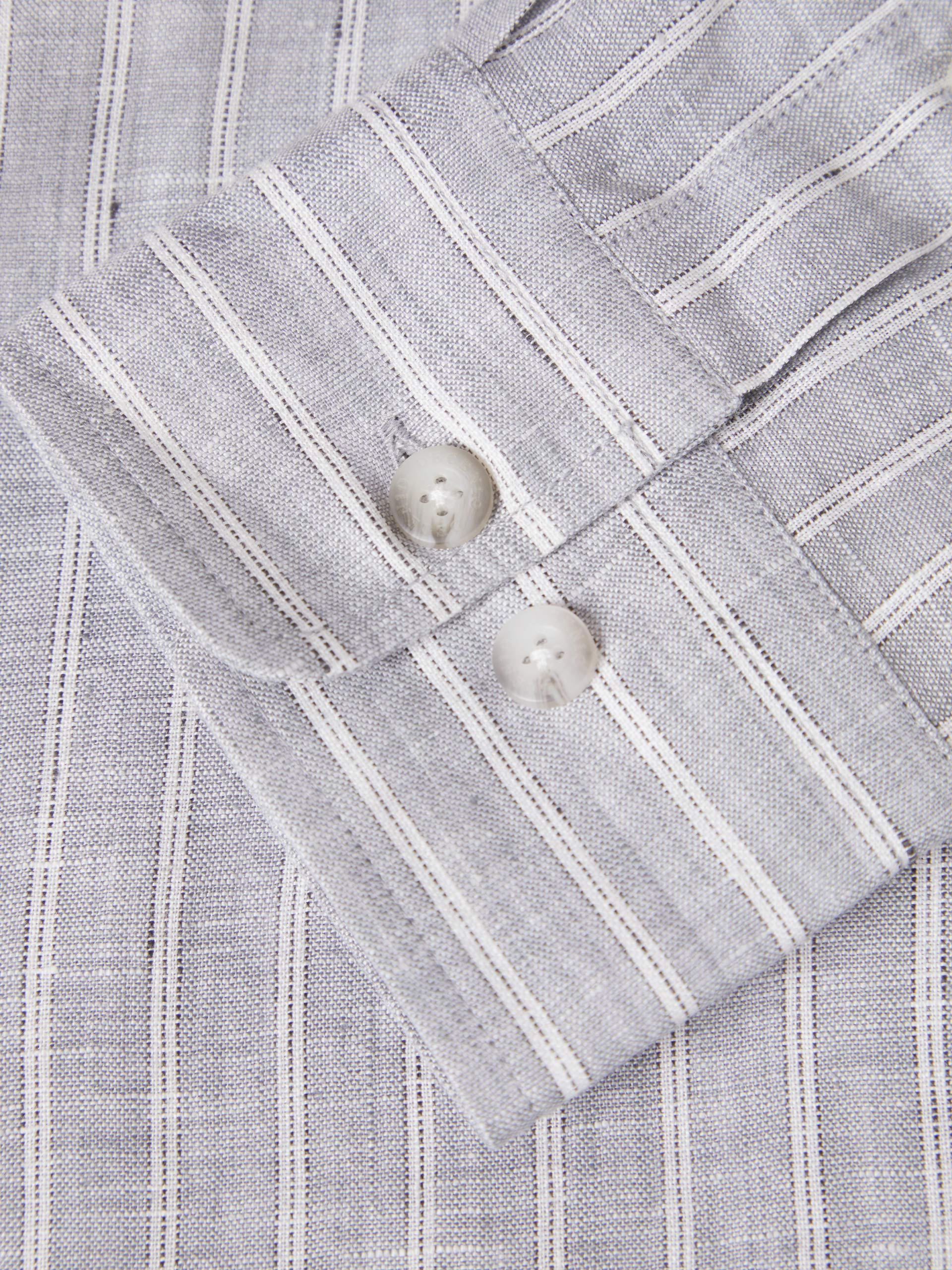 Regular fit linen shirt with stripes