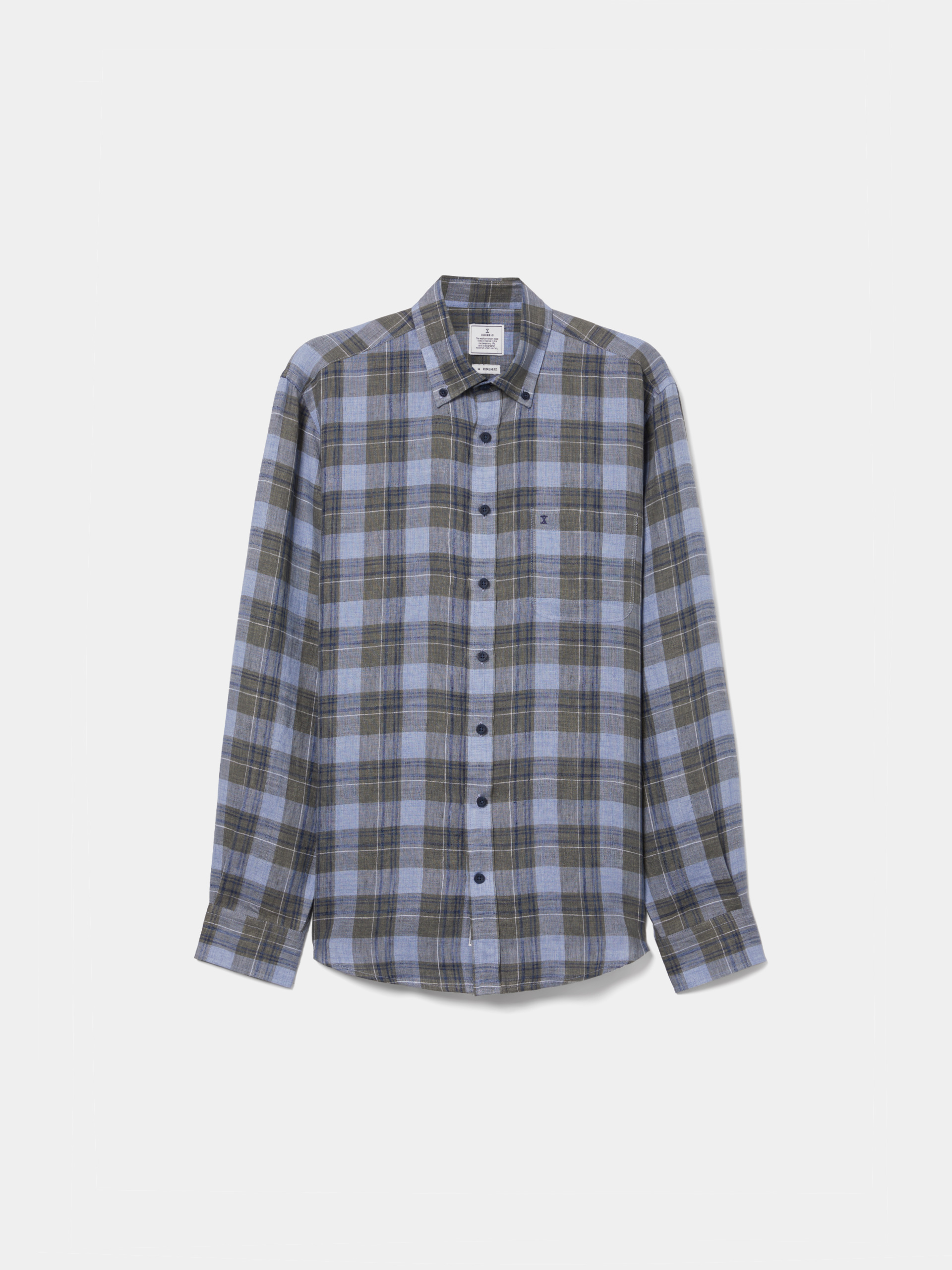 Regular fit linen plaid shirt