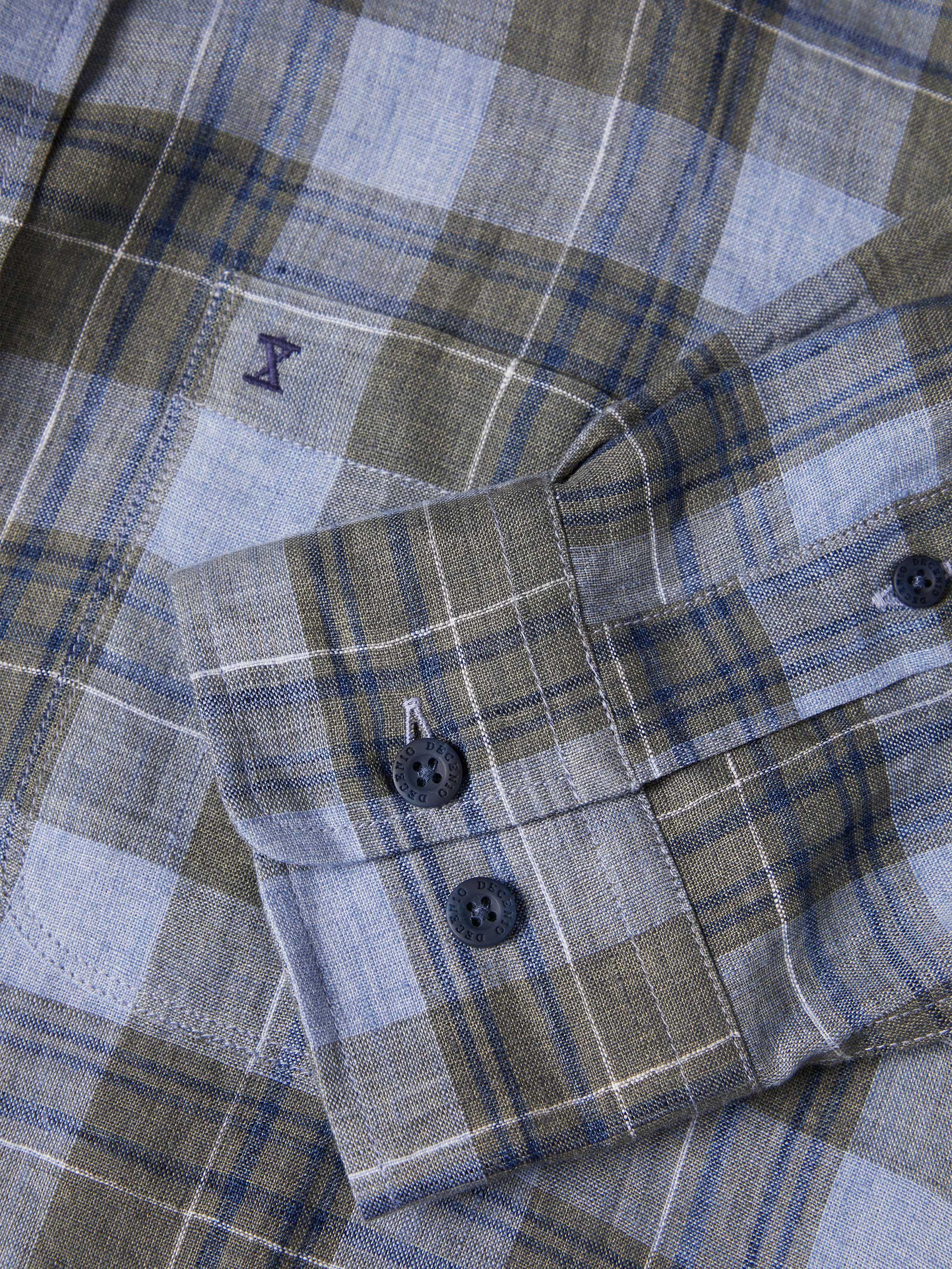 Regular fit linen plaid shirt